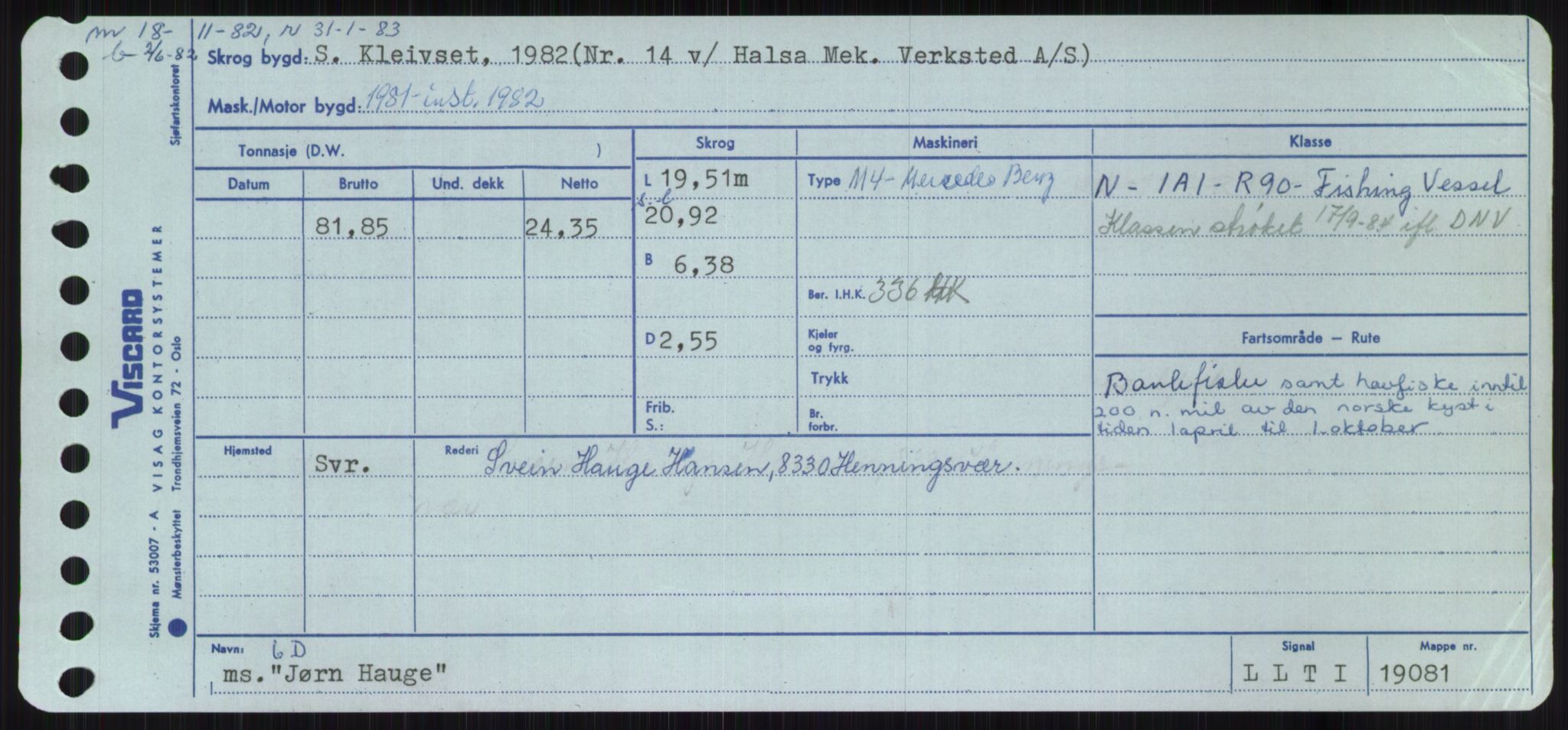 Sjøfartsdirektoratet med forløpere, Skipsmålingen, AV/RA-S-1627/H/Ha/L0003/0001: Fartøy, Hilm-Mar / Fartøy, Hilm-Kol, p. 609