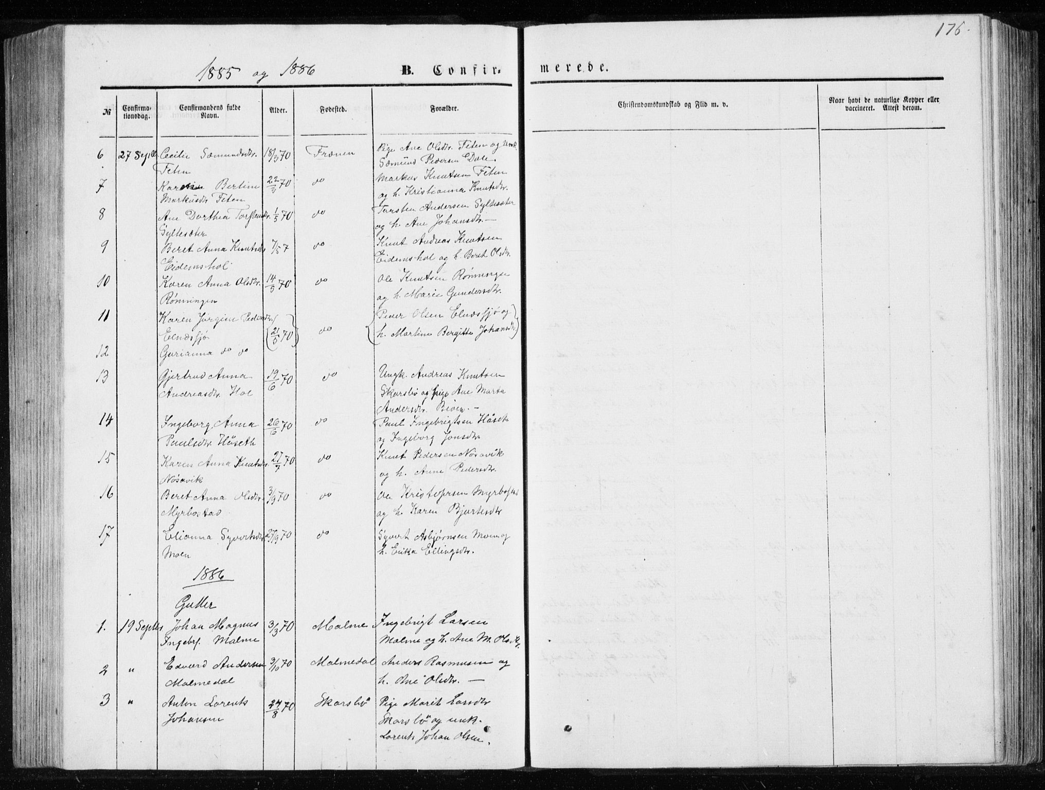 Ministerialprotokoller, klokkerbøker og fødselsregistre - Møre og Romsdal, AV/SAT-A-1454/565/L0754: Parish register (copy) no. 565C03, 1870-1896, p. 176