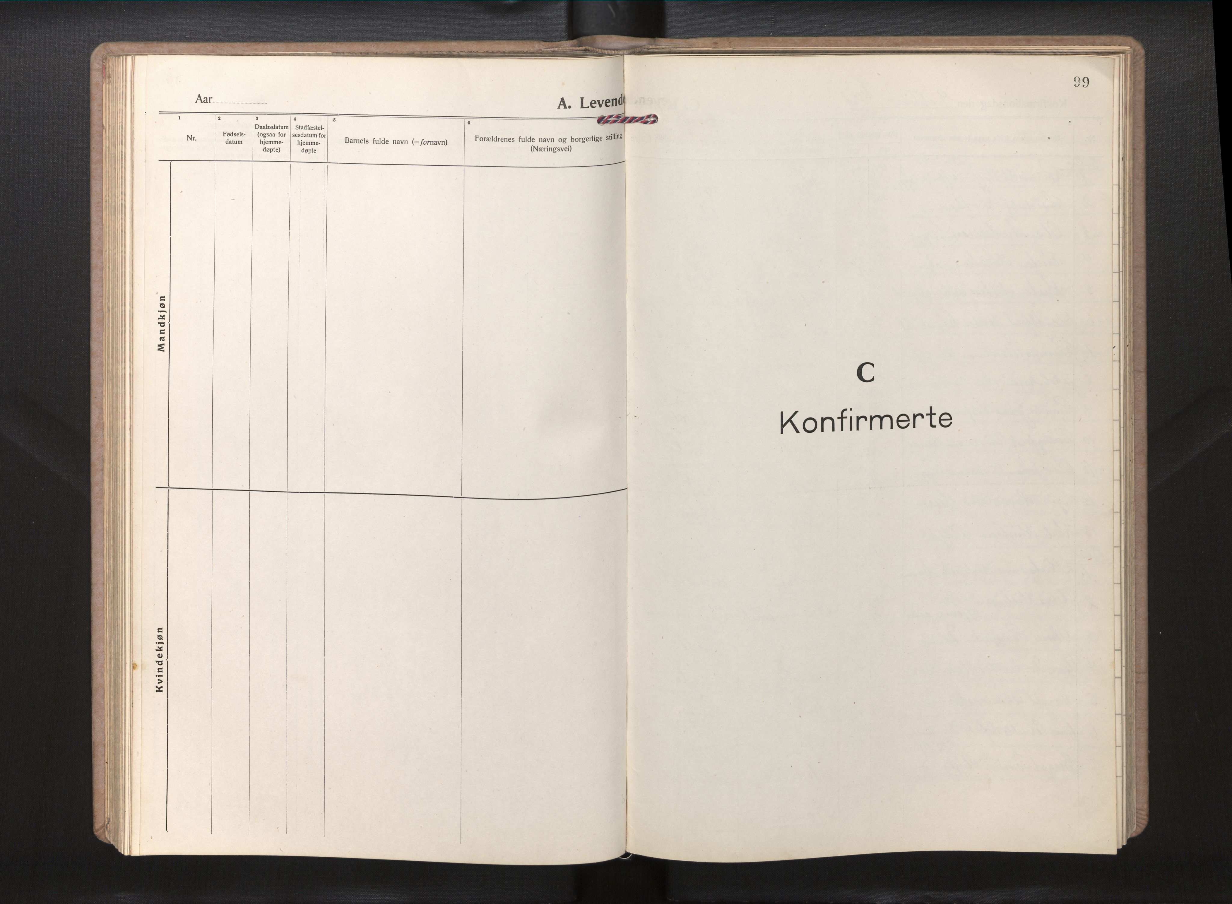 Gloppen sokneprestembete, AV/SAB-A-80101/H/Hab/Habd/L0002: Parish register (copy) no. D 2, 1921-1967, p. 98b-99a