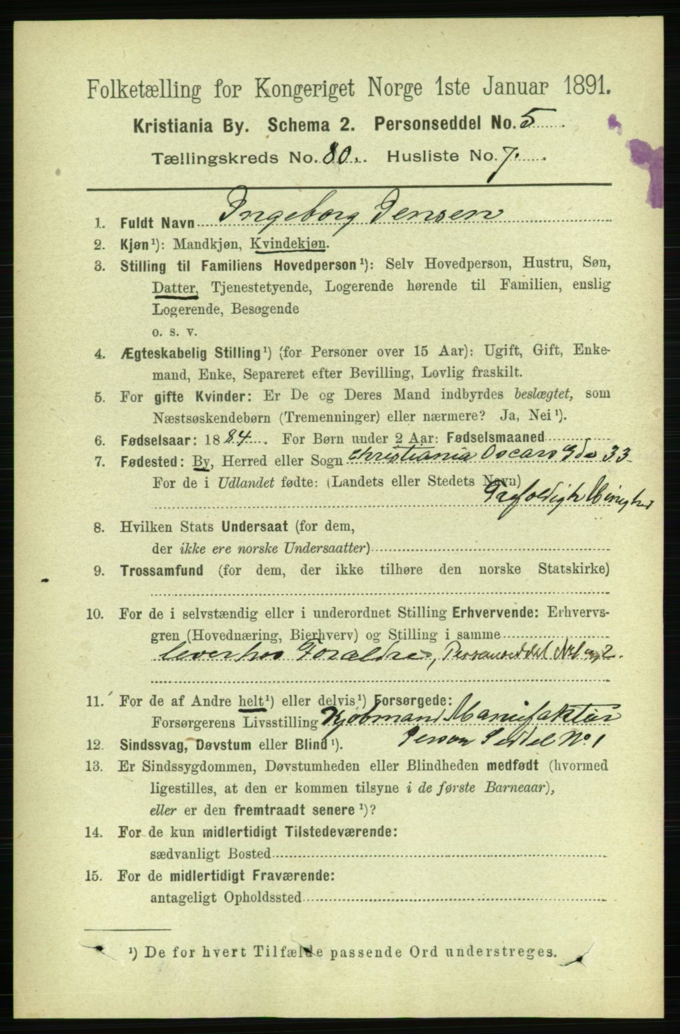 RA, 1891 census for 0301 Kristiania, 1891, p. 41339