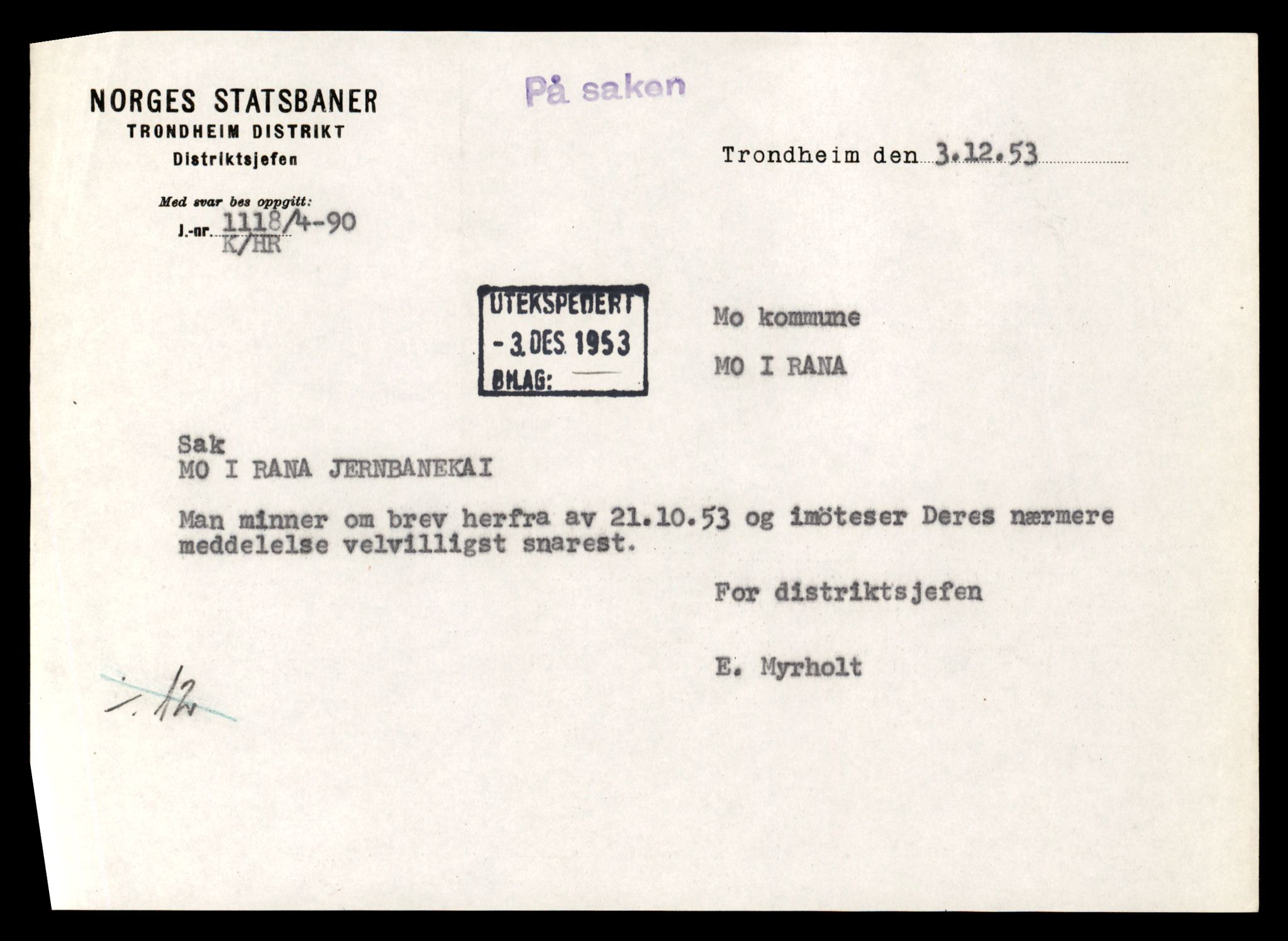 Norges statsbaner (NSB) - Trondheim distrikt, SAT/A-6436/0002/Dd/L0817: --, 1953-1980, p. 1333