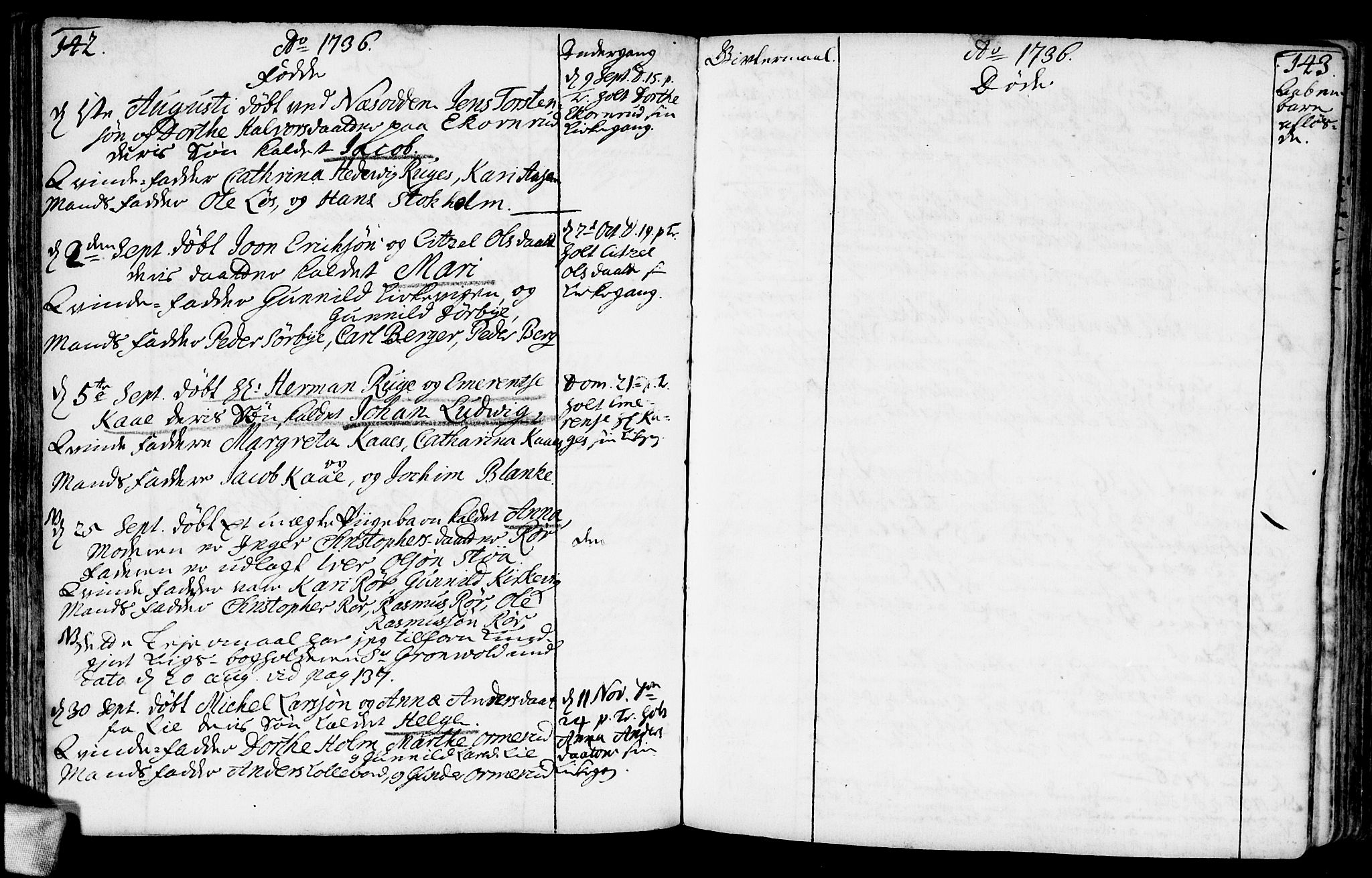 Nesodden prestekontor Kirkebøker, AV/SAO-A-10013/F/Fa/L0001: Parish register (official) no. I 1, 1709-1750, p. 142-143