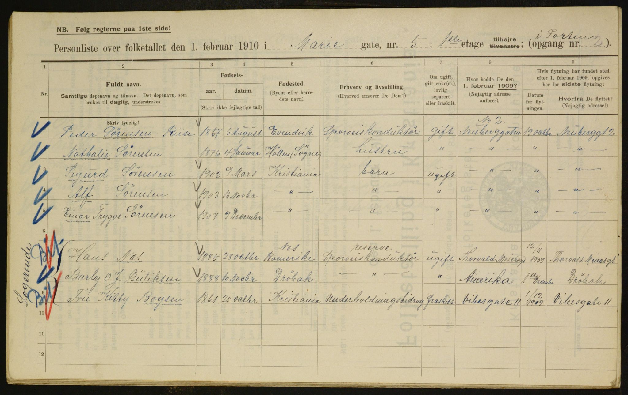 OBA, Municipal Census 1910 for Kristiania, 1910, p. 60752