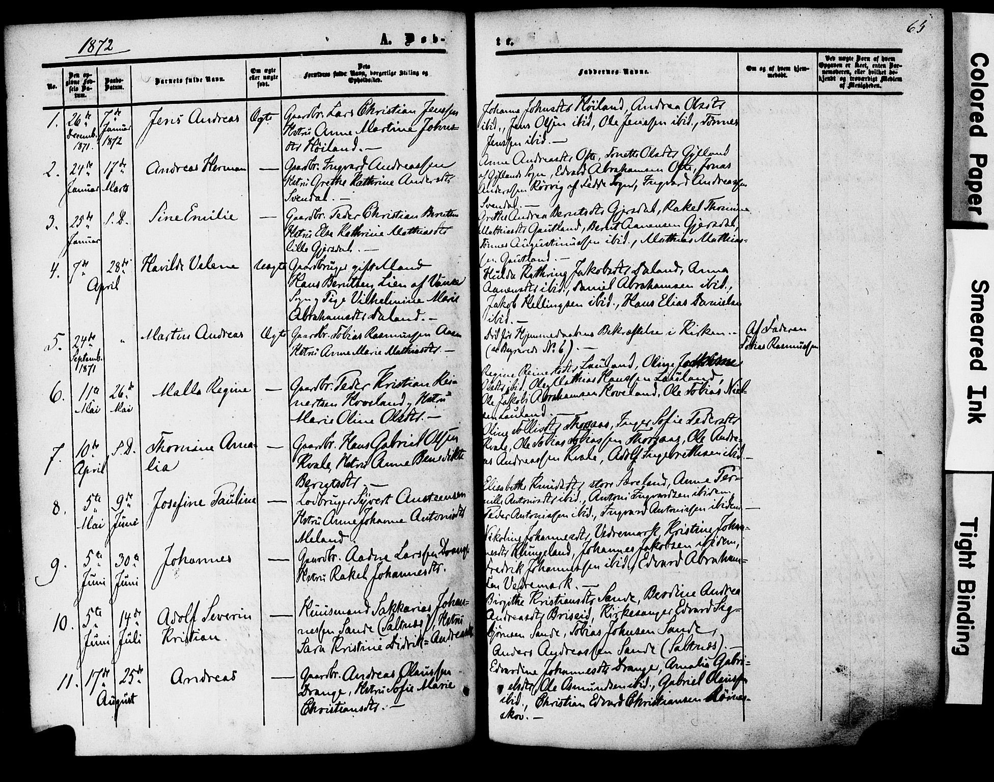 Herad sokneprestkontor, AV/SAK-1111-0018/F/Fa/Faa/L0005: Parish register (official) no. A 5, 1853-1886, p. 65