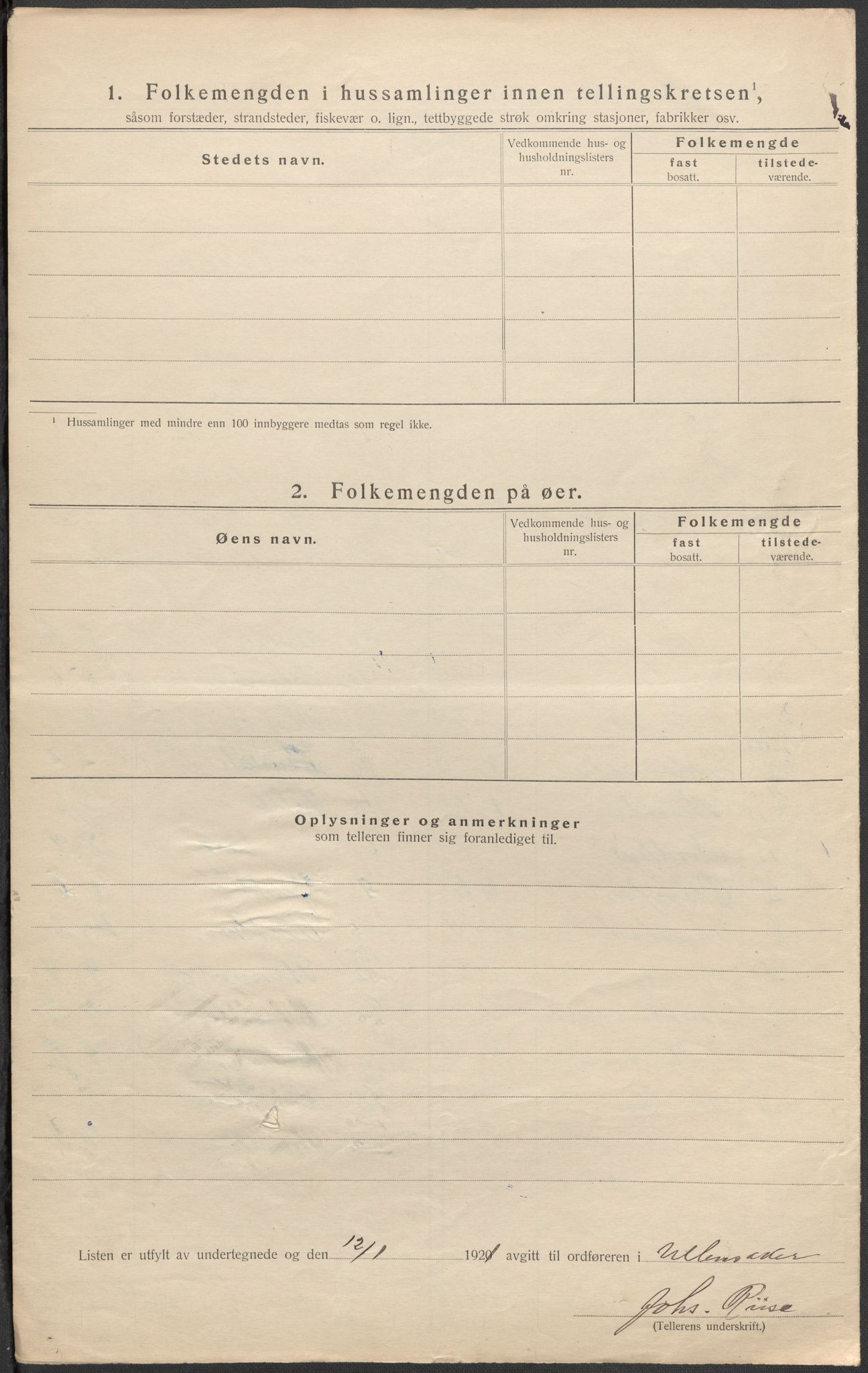 SAO, 1920 census for Ullensaker, 1920, p. 36
