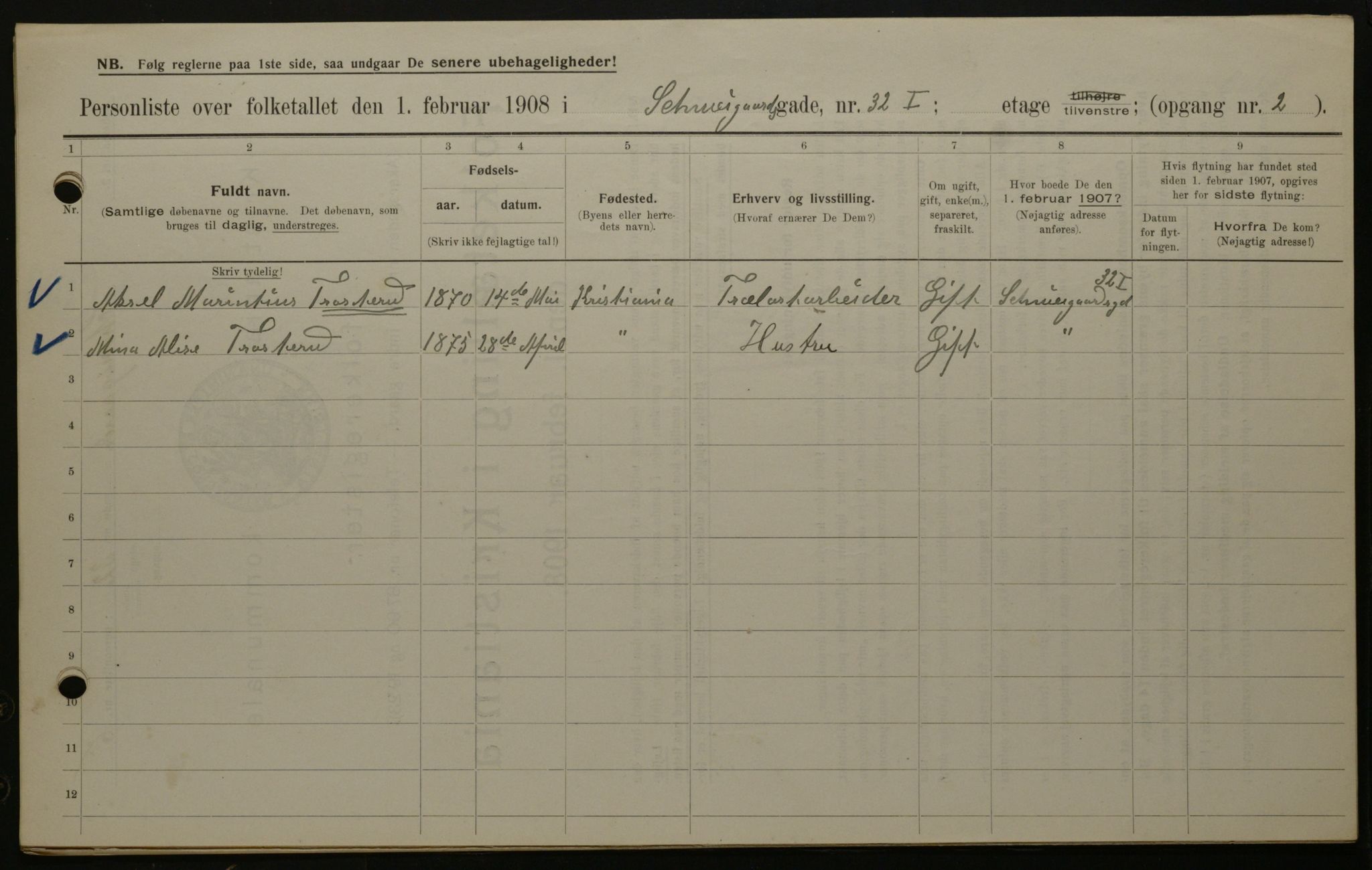 OBA, Municipal Census 1908 for Kristiania, 1908, p. 81792