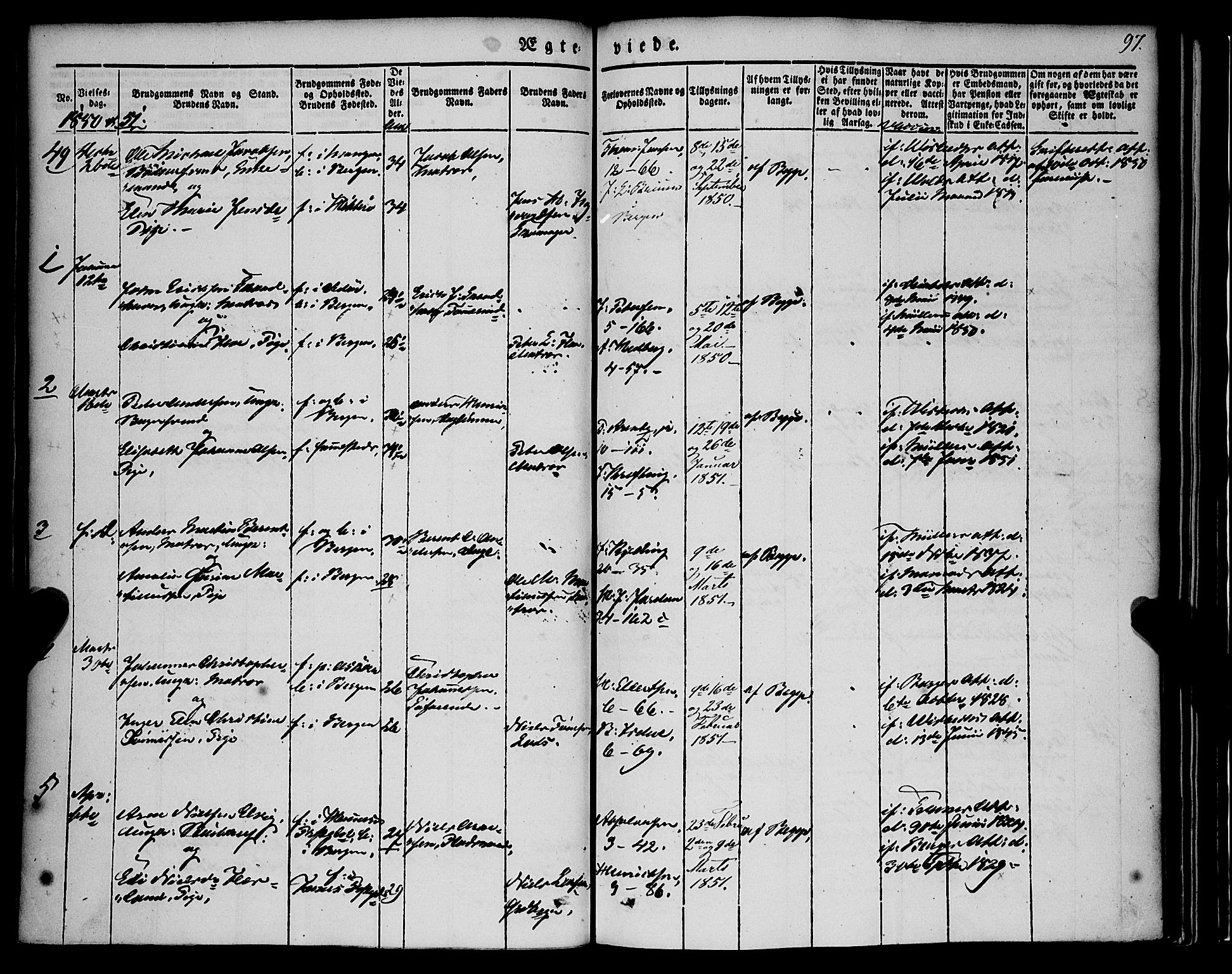 Nykirken Sokneprestembete, SAB/A-77101/H/Haa/L0031: Parish register (official) no. D 1, 1834-1861, p. 97