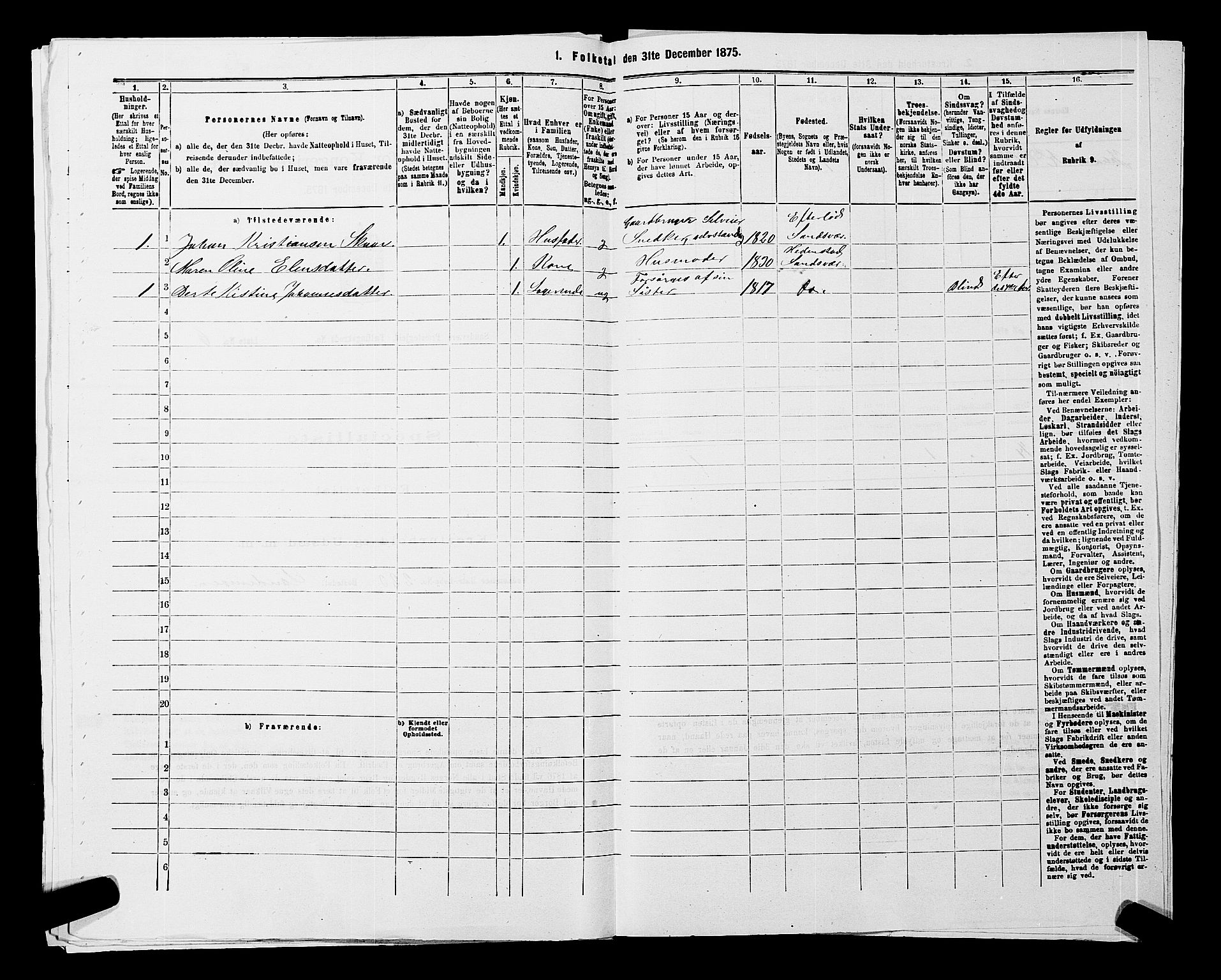 SAKO, 1875 census for 0629P Sandsvær, 1875, p. 1719