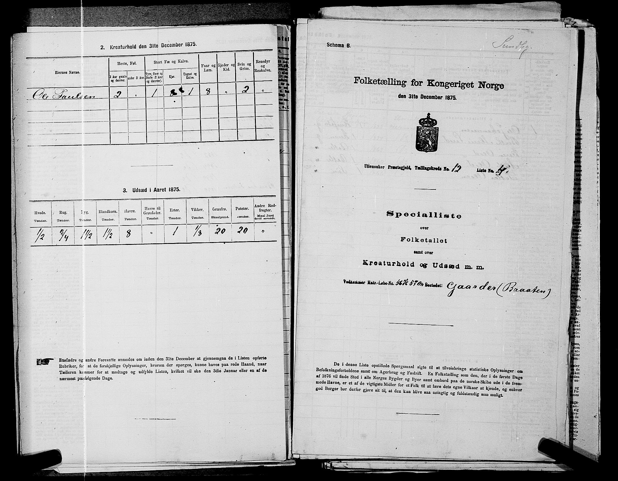 RA, 1875 census for 0235P Ullensaker, 1875, p. 1821