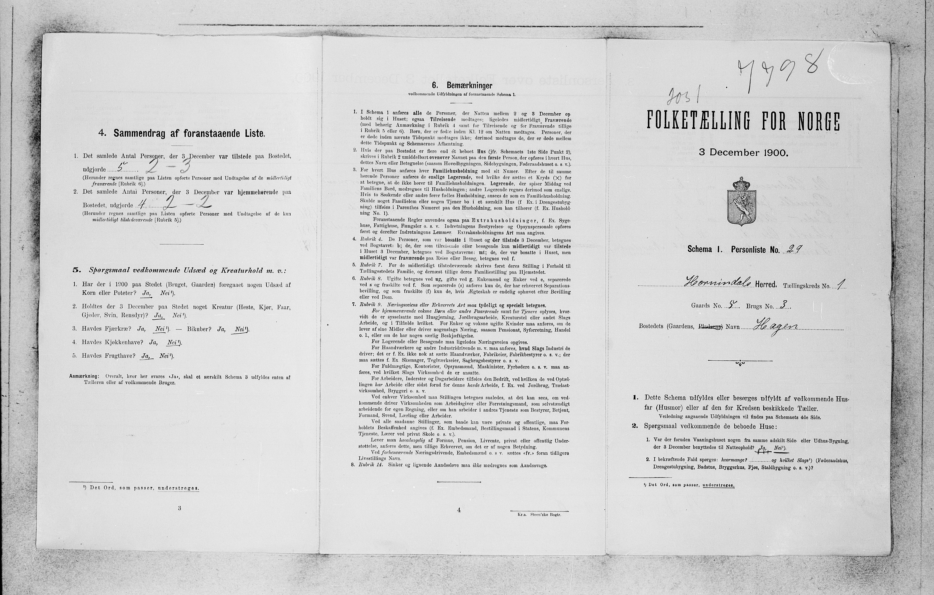 SAB, 1900 census for Hornindal, 1900, p. 26