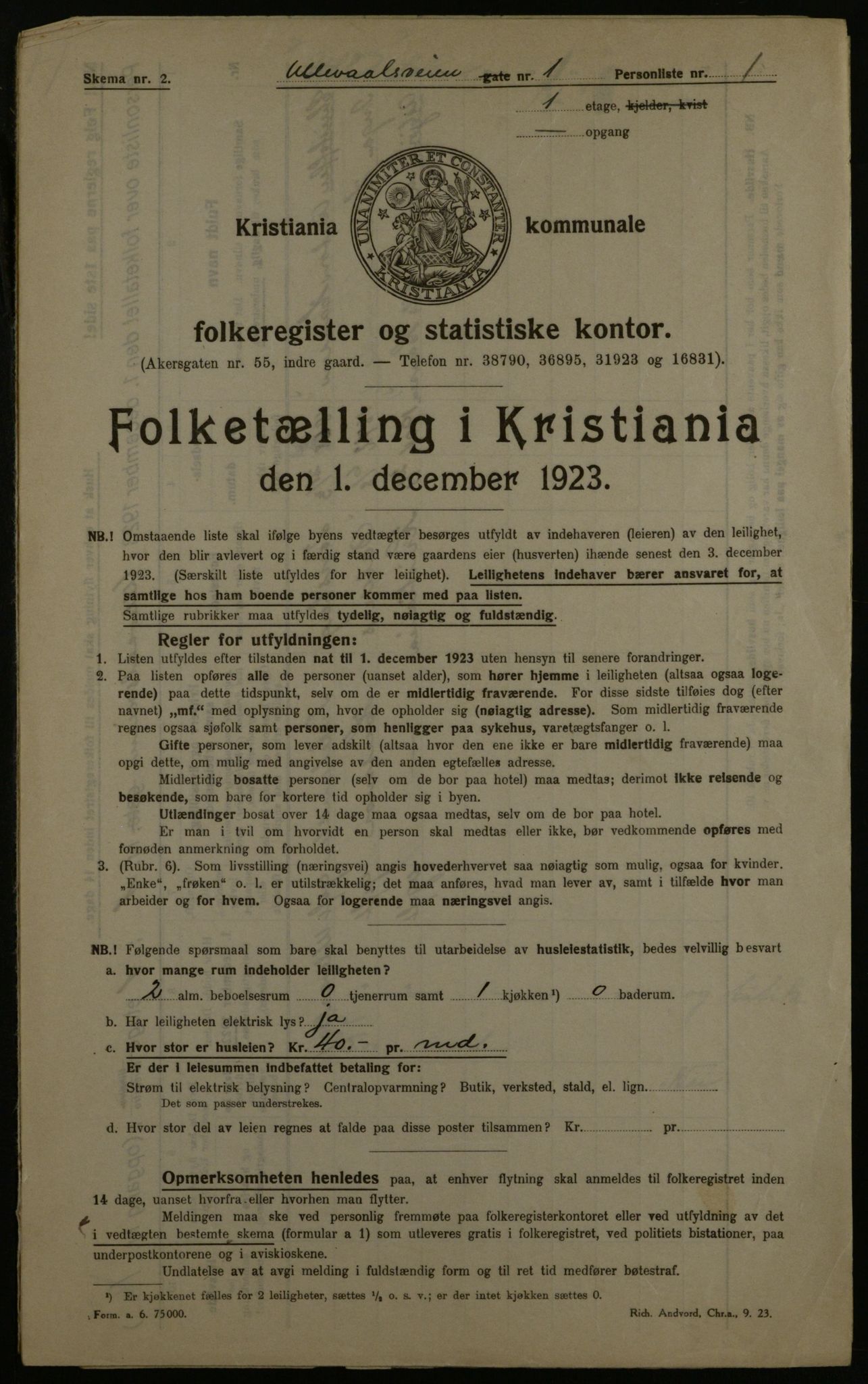 OBA, Municipal Census 1923 for Kristiania, 1923, p. 131337