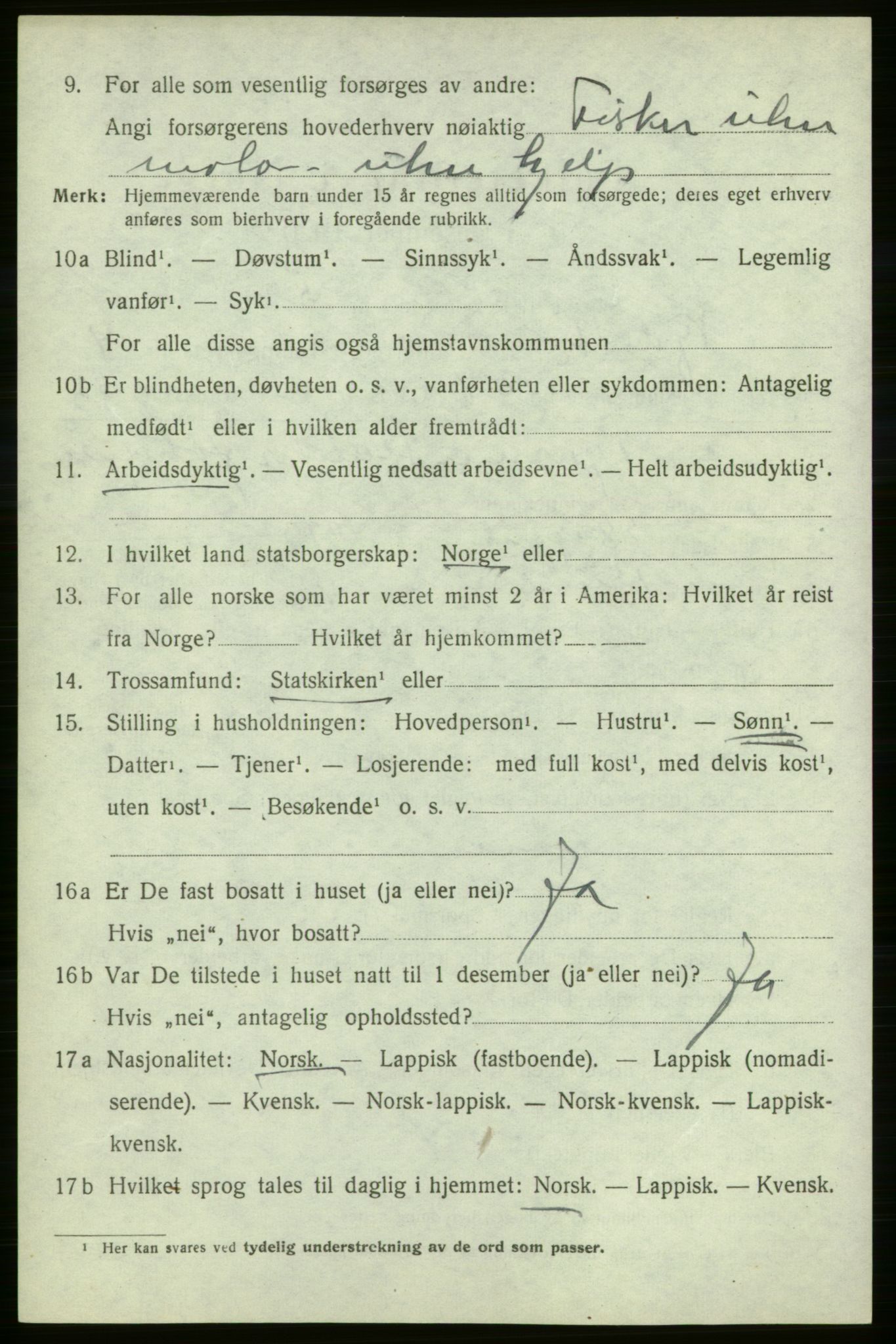 SATØ, 1920 census for Kjelvik, 1920, p. 2210