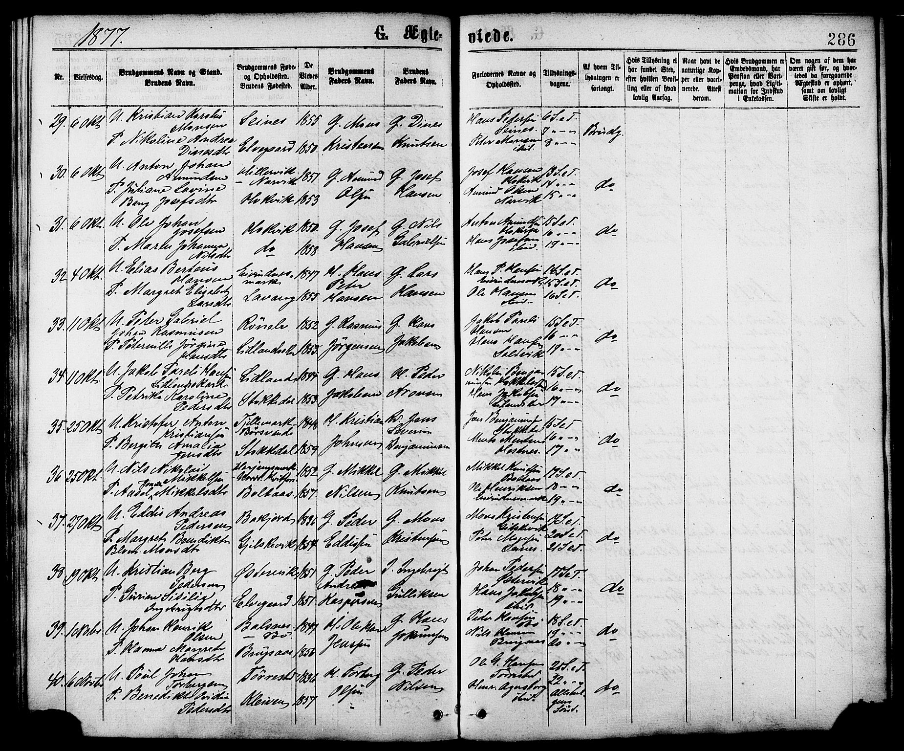 Ministerialprotokoller, klokkerbøker og fødselsregistre - Nordland, AV/SAT-A-1459/863/L0897: Parish register (official) no. 863A09, 1872-1886, p. 286