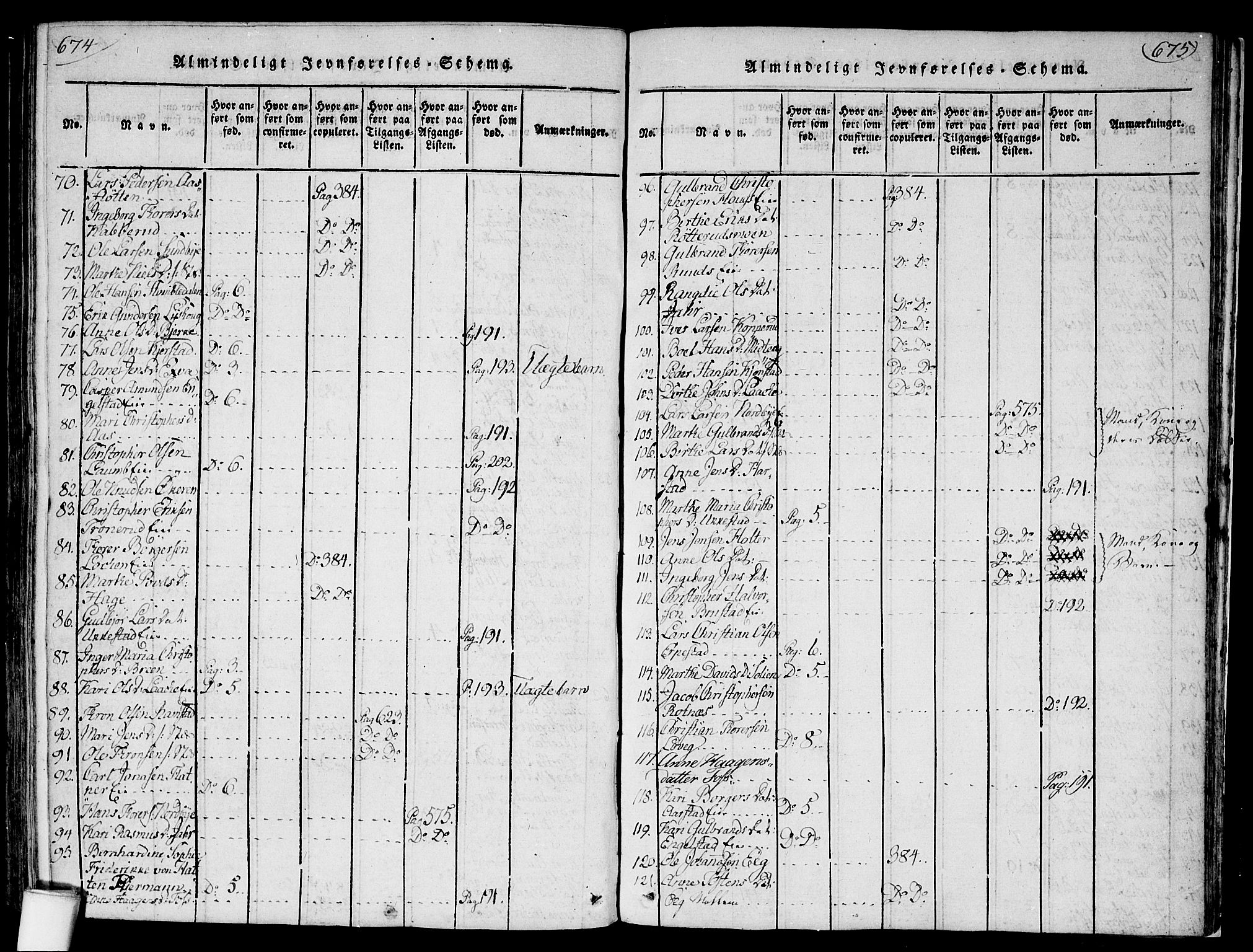 Nannestad prestekontor Kirkebøker, AV/SAO-A-10414a/F/Fa/L0009: Parish register (official) no. I 9, 1815-1840, p. 674-675