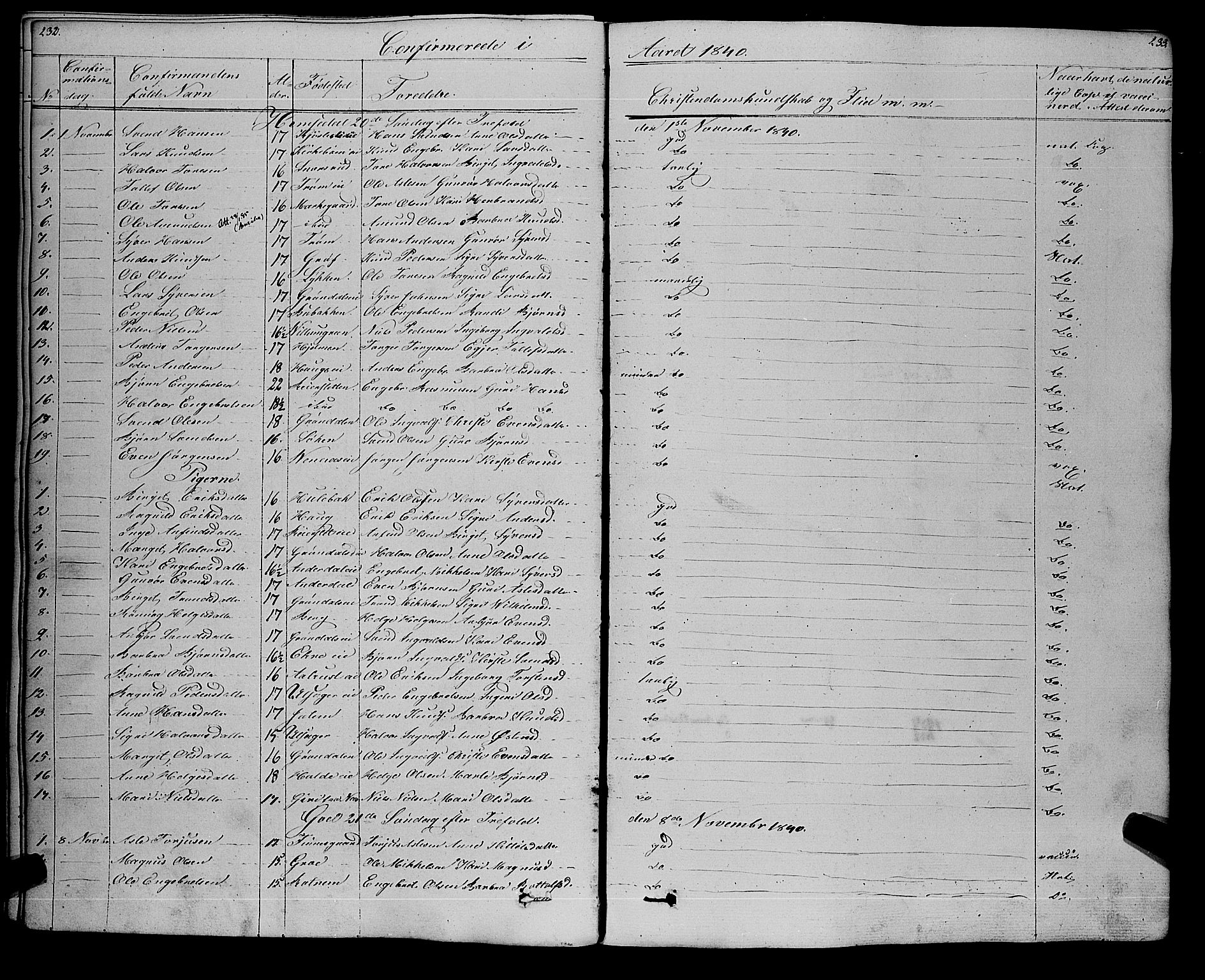 Gol kirkebøker, AV/SAKO-A-226/F/Fa/L0002: Parish register (official) no. I 2, 1837-1863, p. 232-233