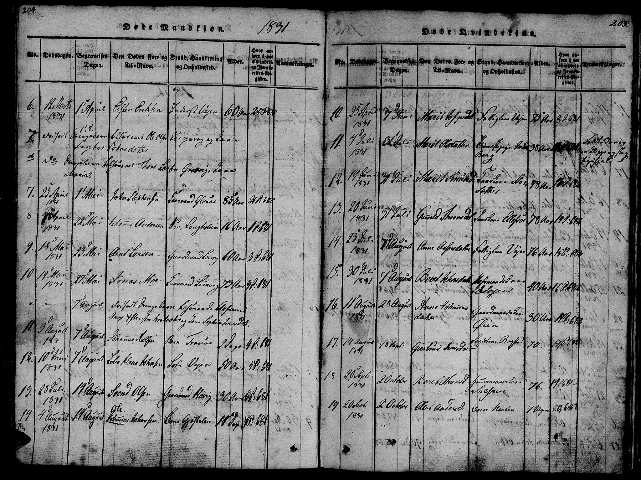 Ministerialprotokoller, klokkerbøker og fødselsregistre - Møre og Romsdal, AV/SAT-A-1454/581/L0933: Parish register (official) no. 581A03 /1, 1819-1836, p. 204-205