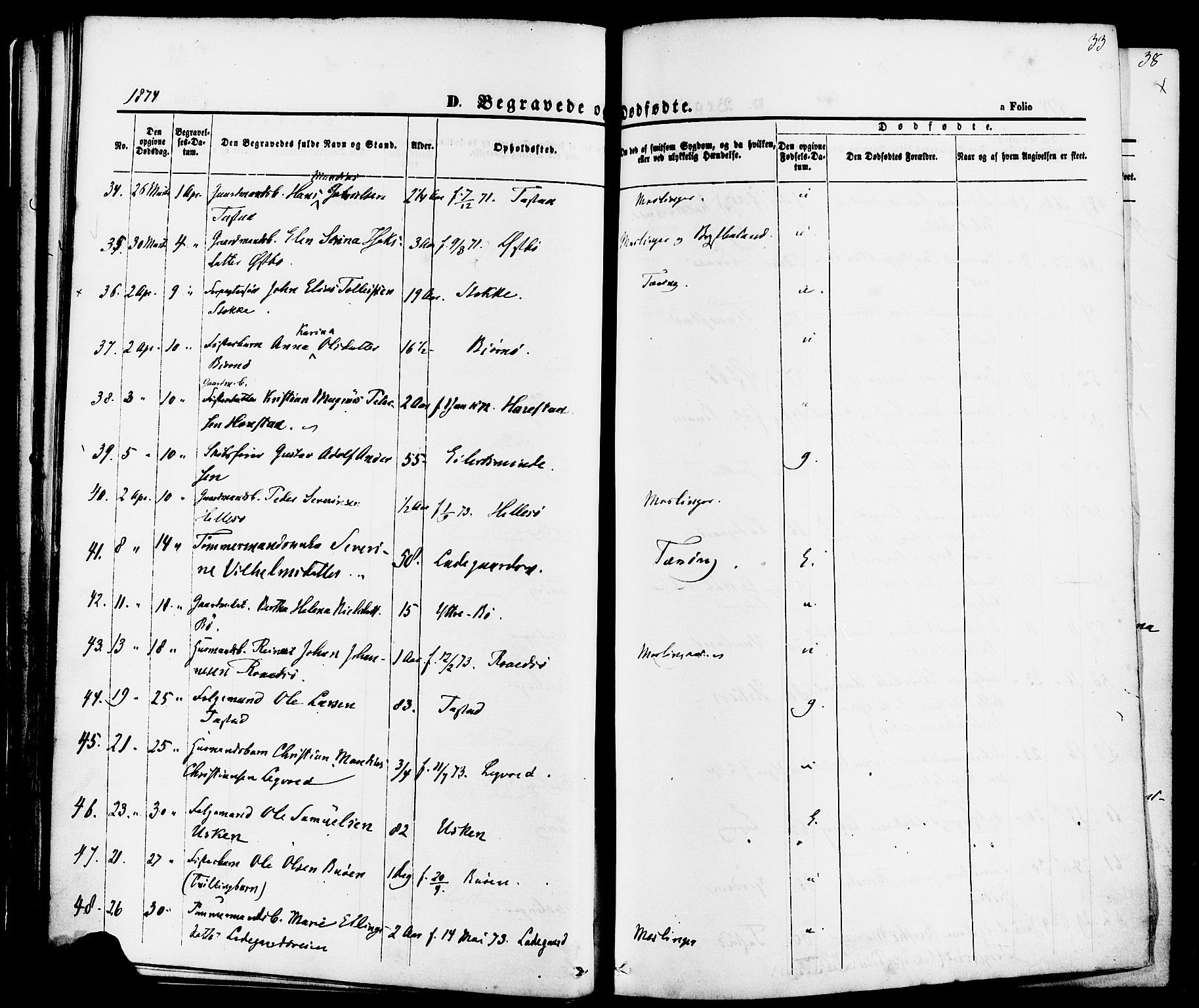 Hetland sokneprestkontor, AV/SAST-A-101826/30/30BA/L0006: Parish register (official) no. A 6, 1869-1884, p. 33