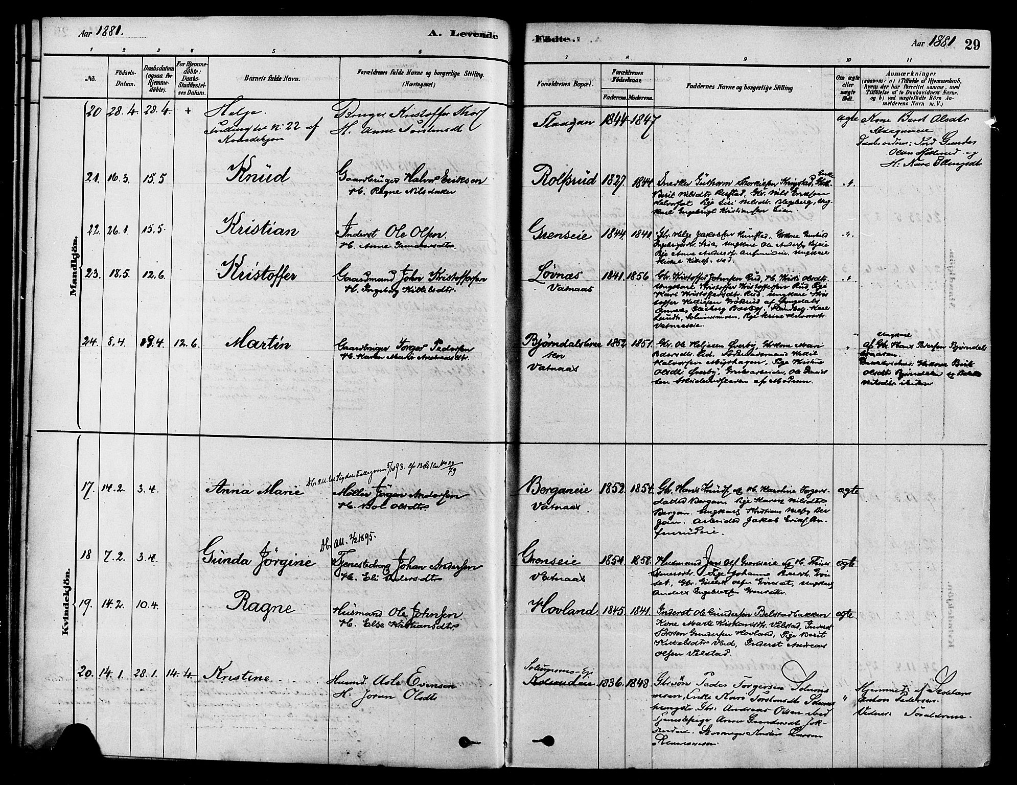 Sigdal kirkebøker, AV/SAKO-A-245/F/Fa/L0011: Parish register (official) no. I 11, 1879-1887, p. 29