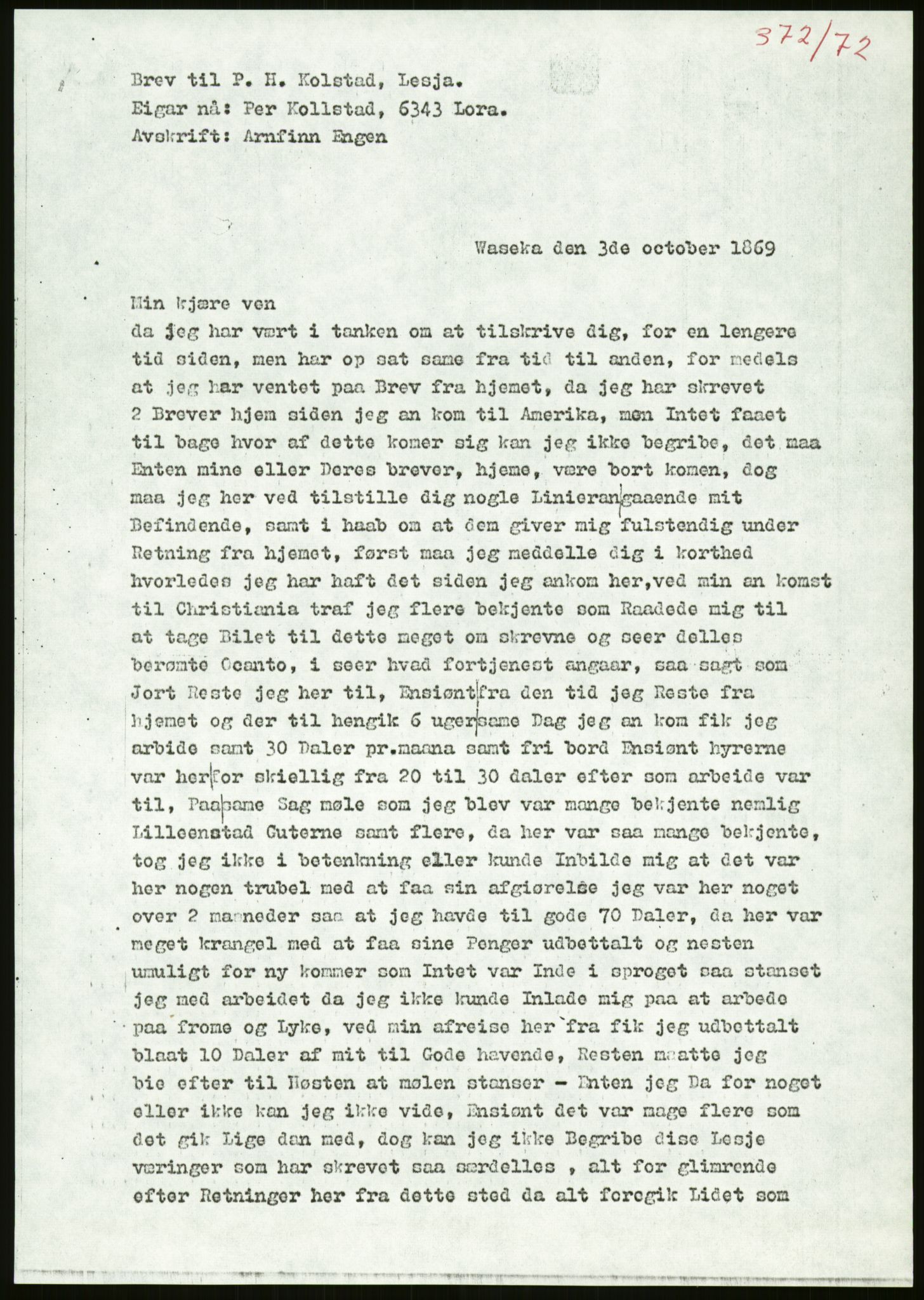 Samlinger til kildeutgivelse, Amerikabrevene, AV/RA-EA-4057/F/L0011: Innlån fra Oppland: Bræin - Knudsen, 1838-1914, p. 129