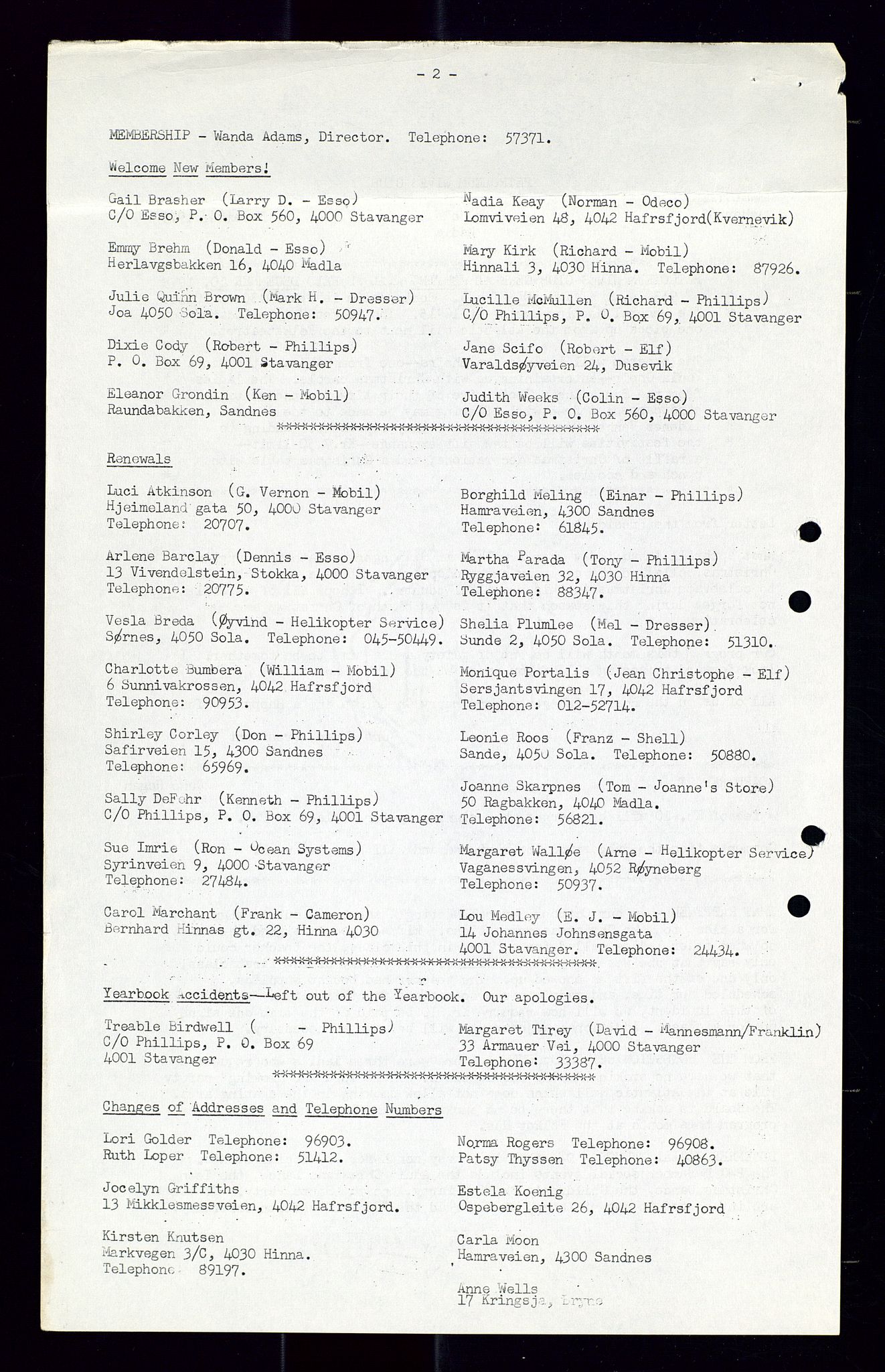 PA 1547 - Petroleum Wives Club, AV/SAST-A-101974/X/Xa/L0001: Newsletters (1971-1978)/radiointervjuer på kasett (1989-1992), 1970-1978