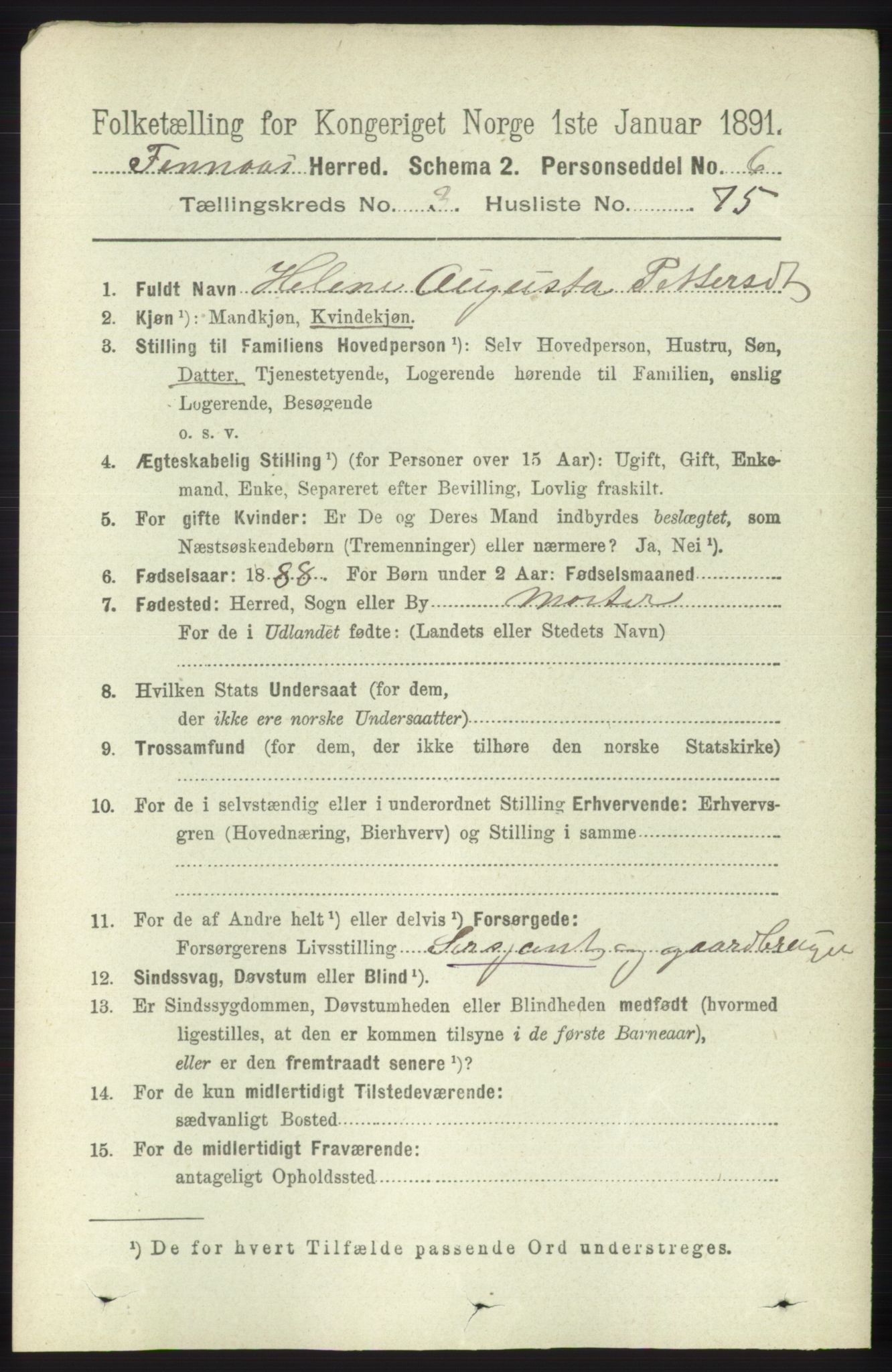 RA, 1891 census for 1218 Finnås, 1891, p. 1571