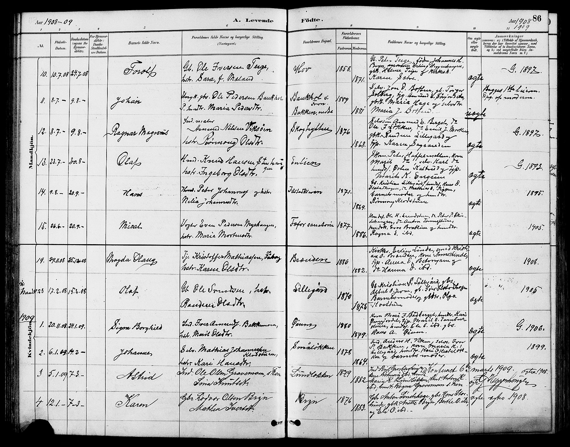 Nord-Fron prestekontor, SAH/PREST-080/H/Ha/Hab/L0004: Parish register (copy) no. 4, 1884-1914, p. 86