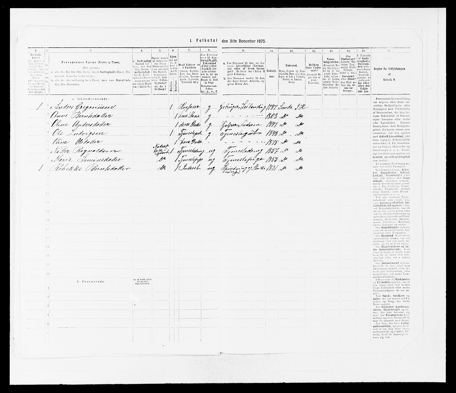 SAB, 1875 census for 1430P Indre Holmedal, 1875, p. 644