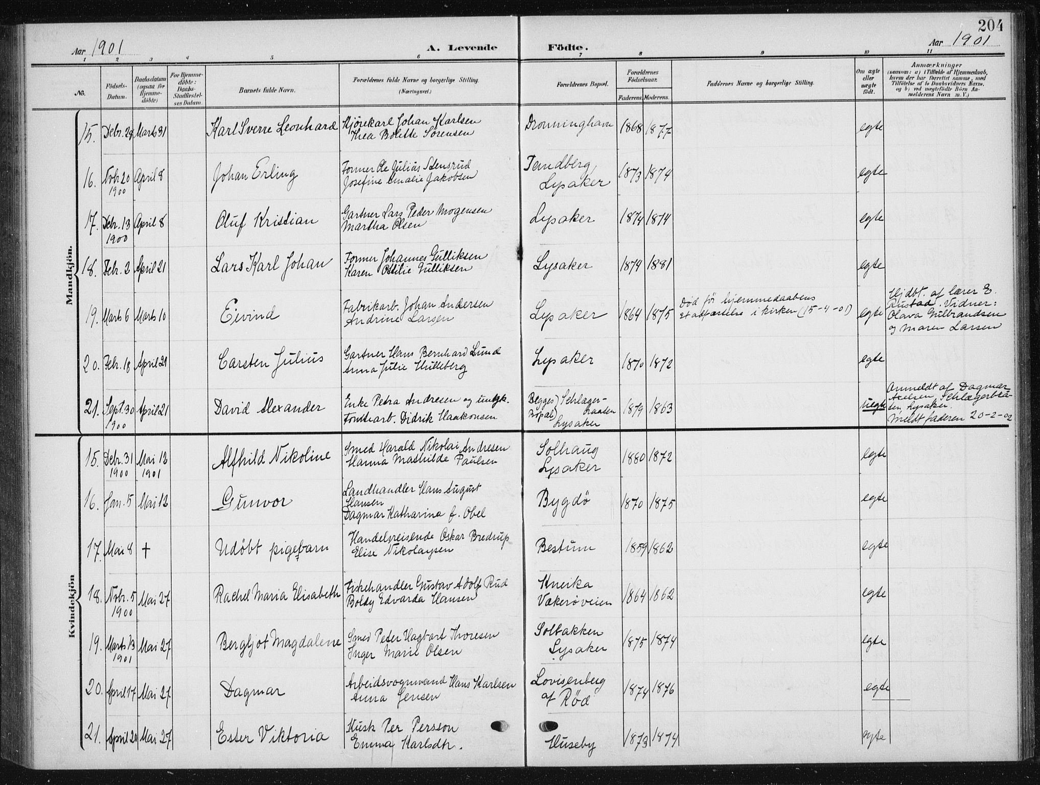 Vestre Aker prestekontor Kirkebøker, AV/SAO-A-10025/F/Fb/L0001: Parish register (official) no. II 1, 1880-1906, p. 204