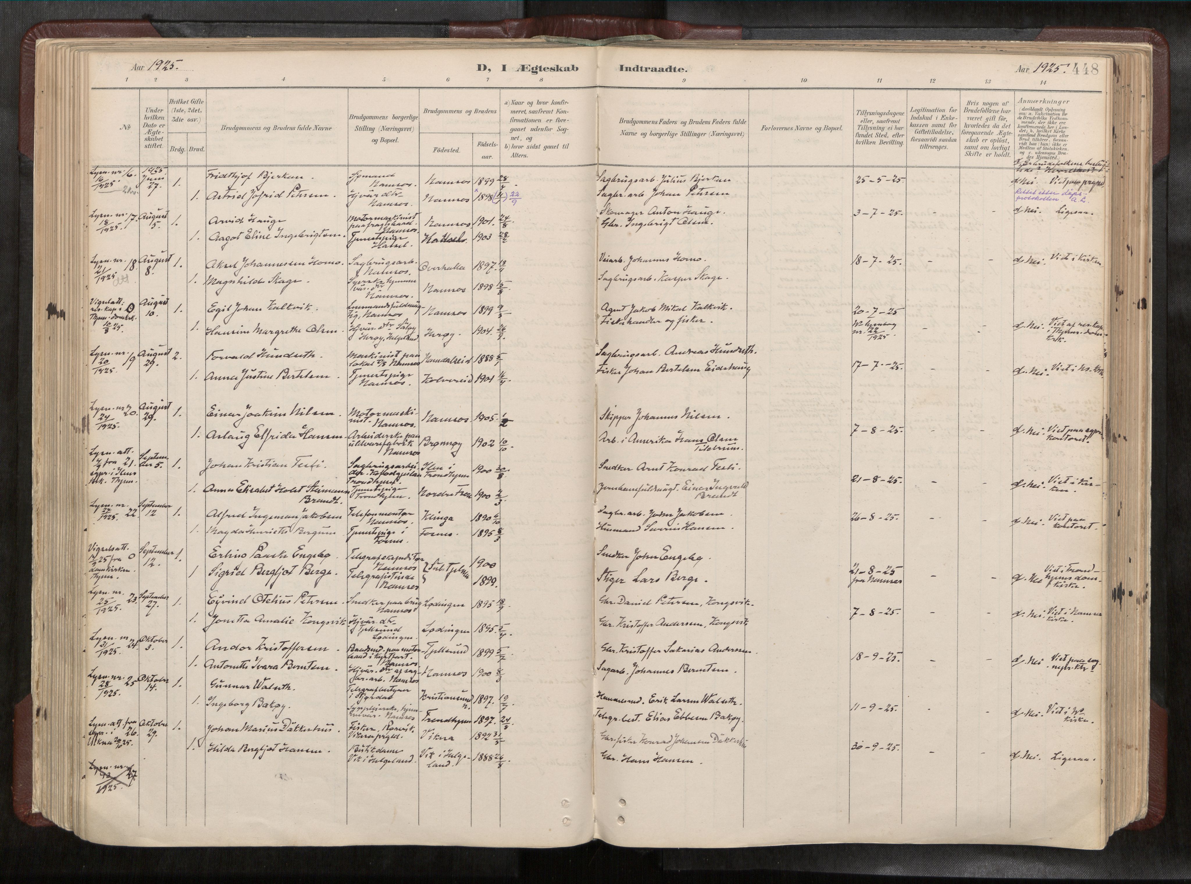 Ministerialprotokoller, klokkerbøker og fødselsregistre - Nord-Trøndelag, AV/SAT-A-1458/768/L0579a: Parish register (official) no. 768A14, 1887-1931, p. 448