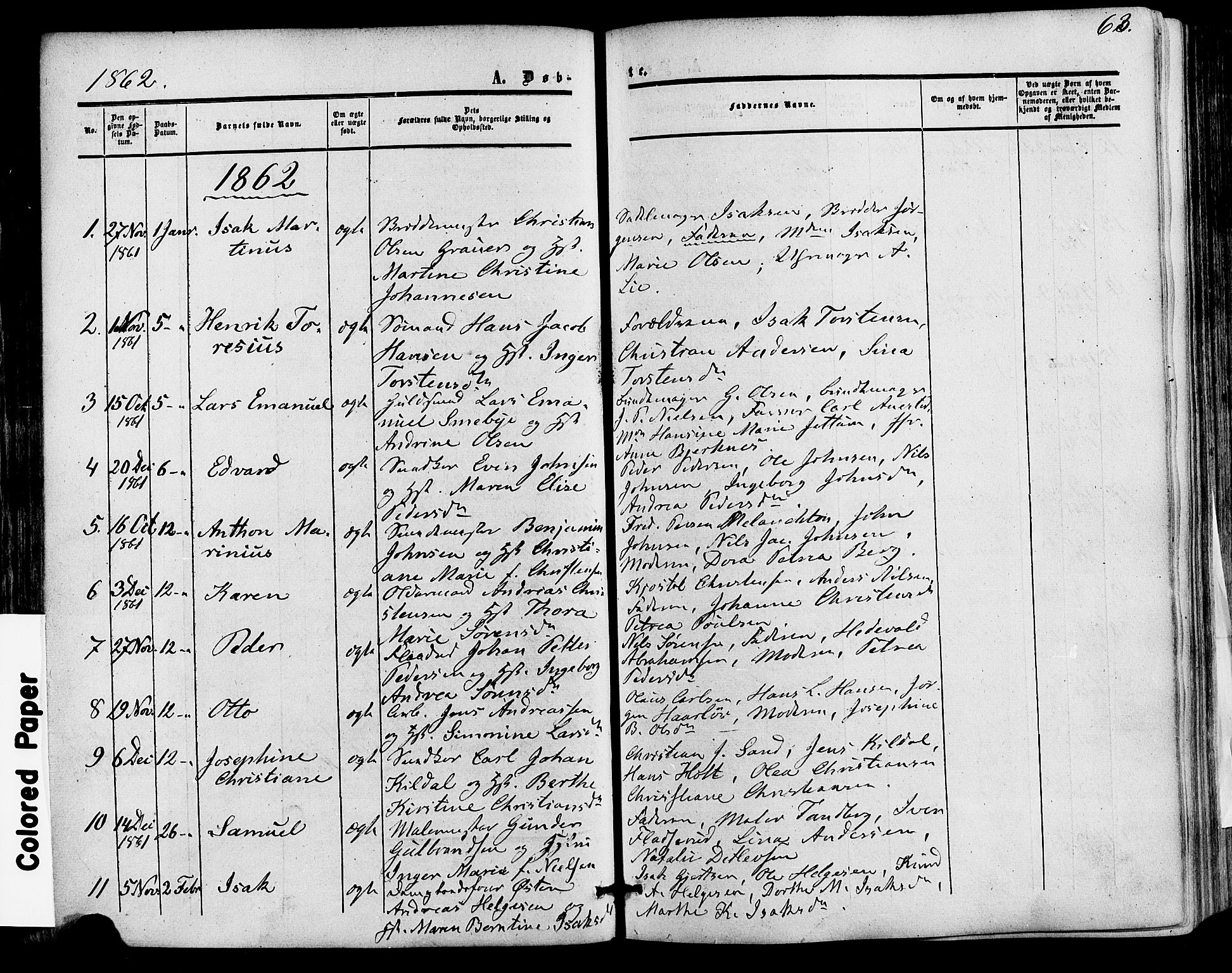 Skien kirkebøker, SAKO/A-302/F/Fa/L0007: Parish register (official) no. 7, 1856-1865, p. 63