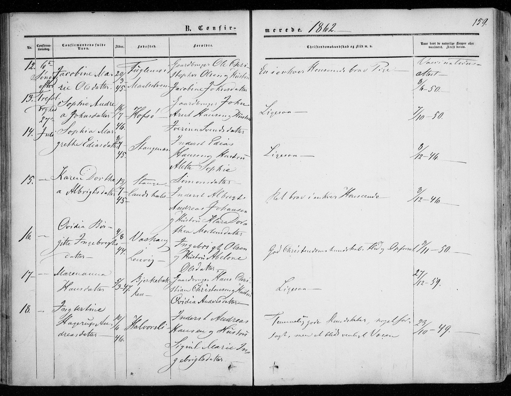 Tranøy sokneprestkontor, AV/SATØ-S-1313/I/Ia/Iaa/L0007kirke: Parish register (official) no. 7, 1856-1866, p. 159