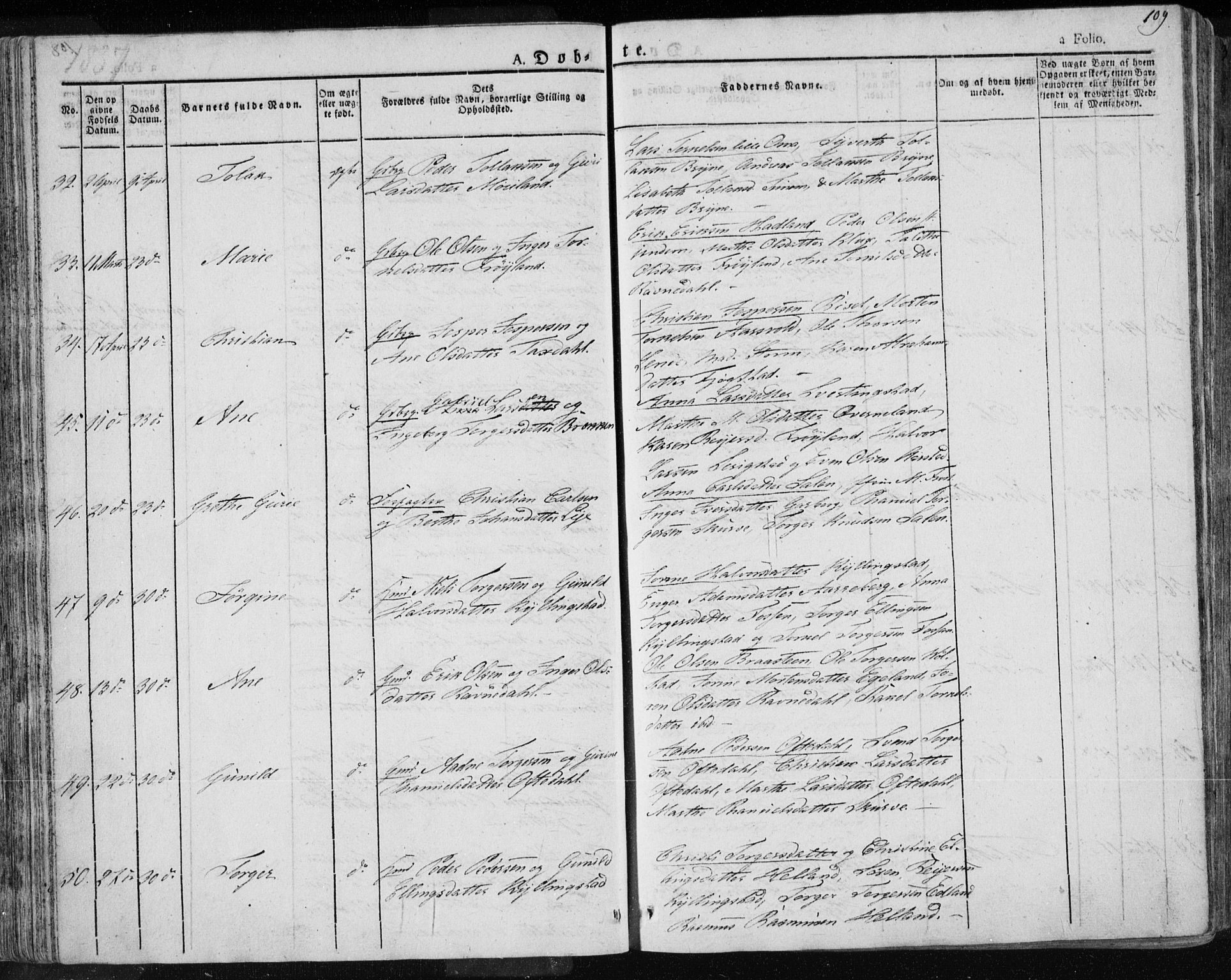 Lye sokneprestkontor, SAST/A-101794/001/30BA/L0004: Parish register (official) no. A 4, 1826-1841, p. 109