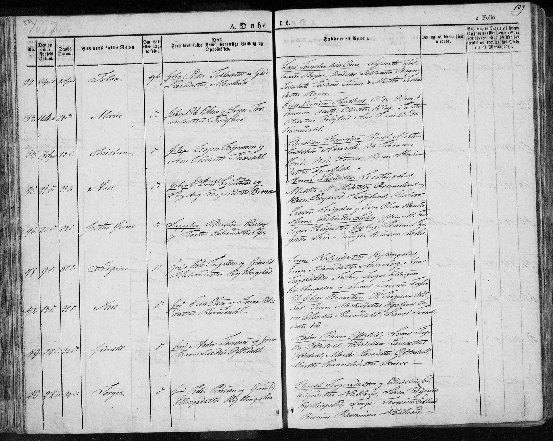 Lye sokneprestkontor, AV/SAST-A-101794/001/30BA/L0004: Parish register (official) no. A 4, 1826-1841, p. 109