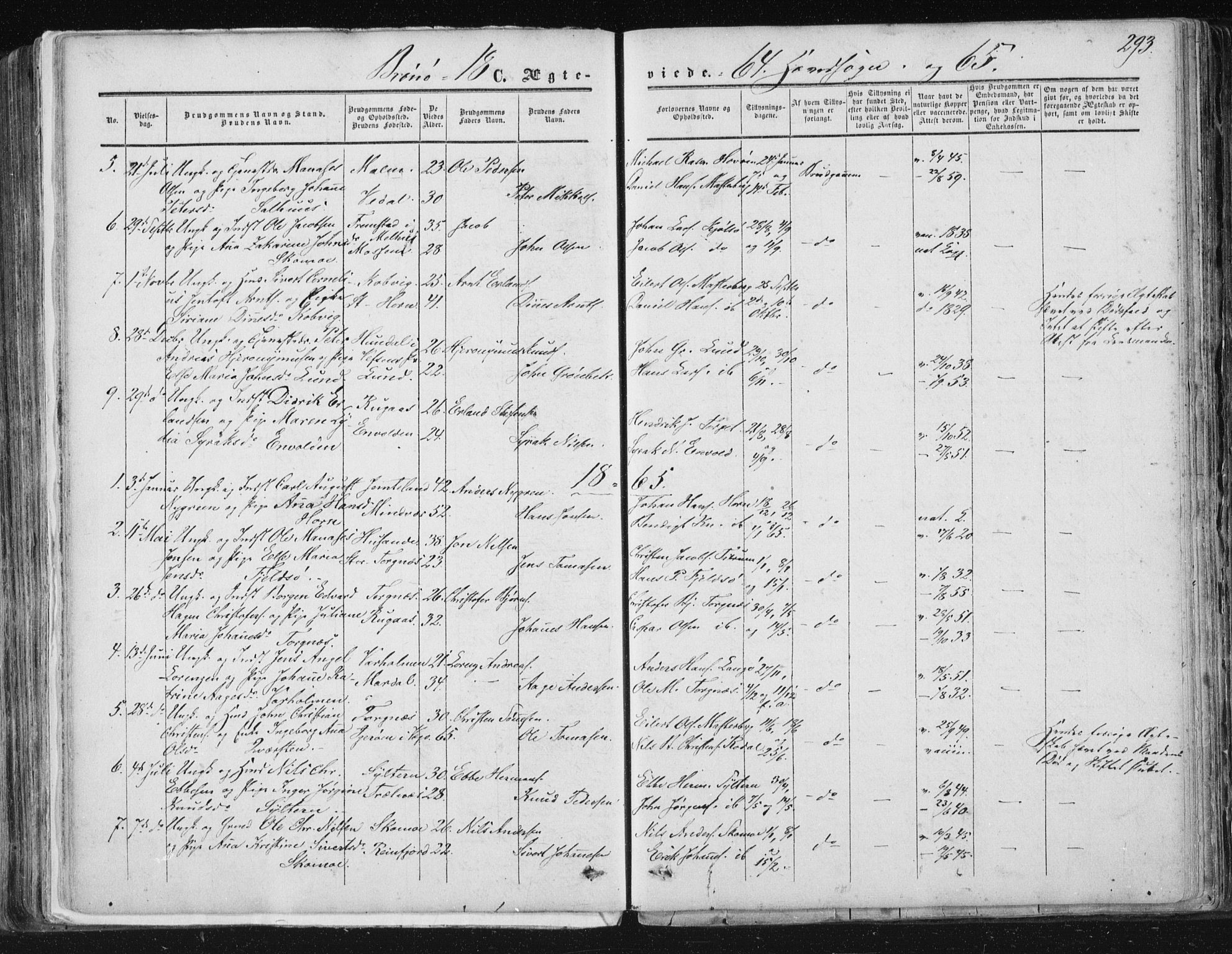 Ministerialprotokoller, klokkerbøker og fødselsregistre - Nordland, SAT/A-1459/813/L0198: Parish register (official) no. 813A08, 1834-1874, p. 293