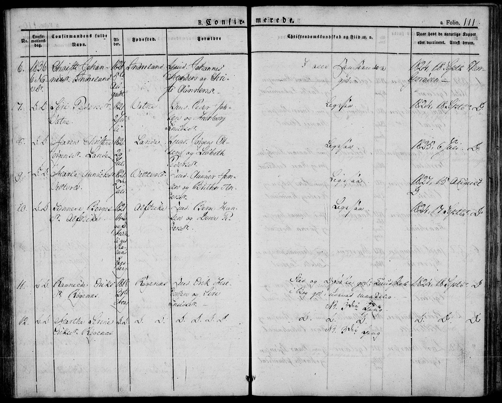 Skjold sokneprestkontor, AV/SAST-A-101847/H/Ha/Haa/L0005: Parish register (official) no. A 5, 1830-1856, p. 111