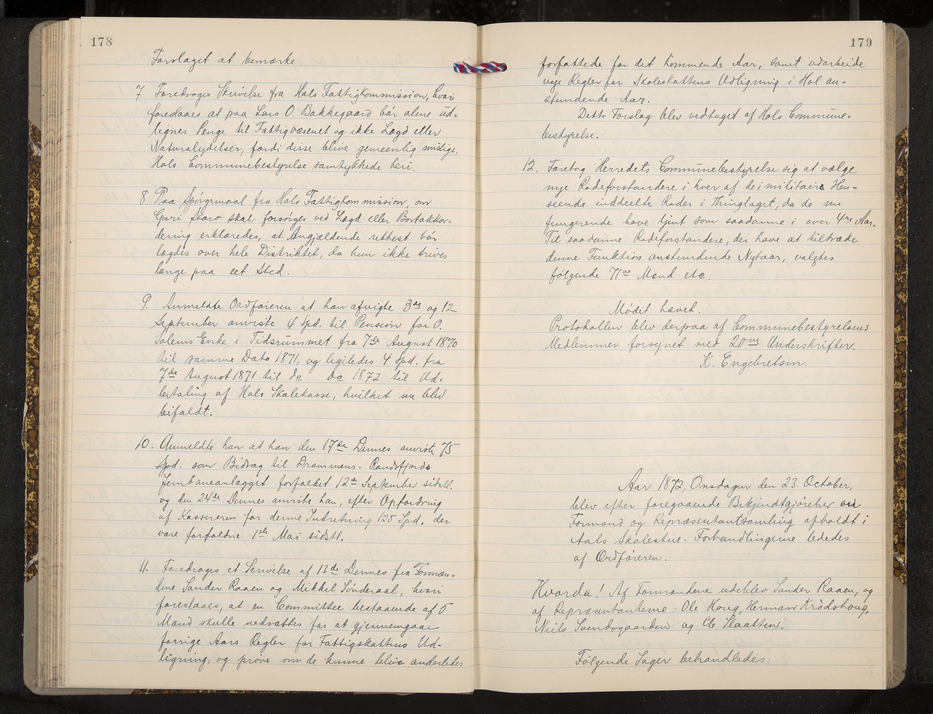 Ål formannskap og sentraladministrasjon, IKAK/0619021/A/Aa/L0003: Utskrift av møtebok, 1864-1880, p. 178-179