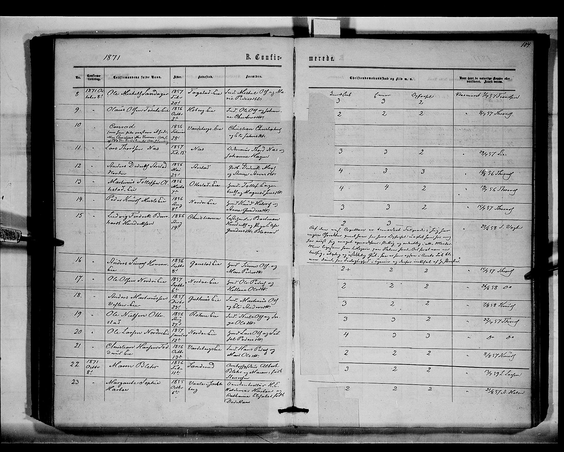 Stange prestekontor, AV/SAH-PREST-002/K/L0015: Parish register (official) no. 15, 1862-1879, p. 104