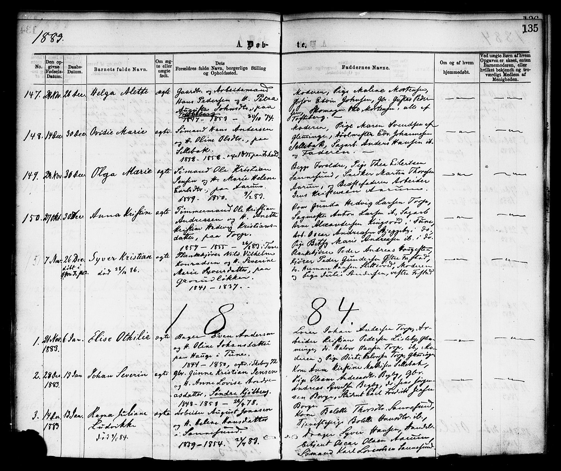 Borge prestekontor Kirkebøker, SAO/A-10903/F/Fa/L0007: Parish register (official) no. I 7, 1875-1886, p. 135