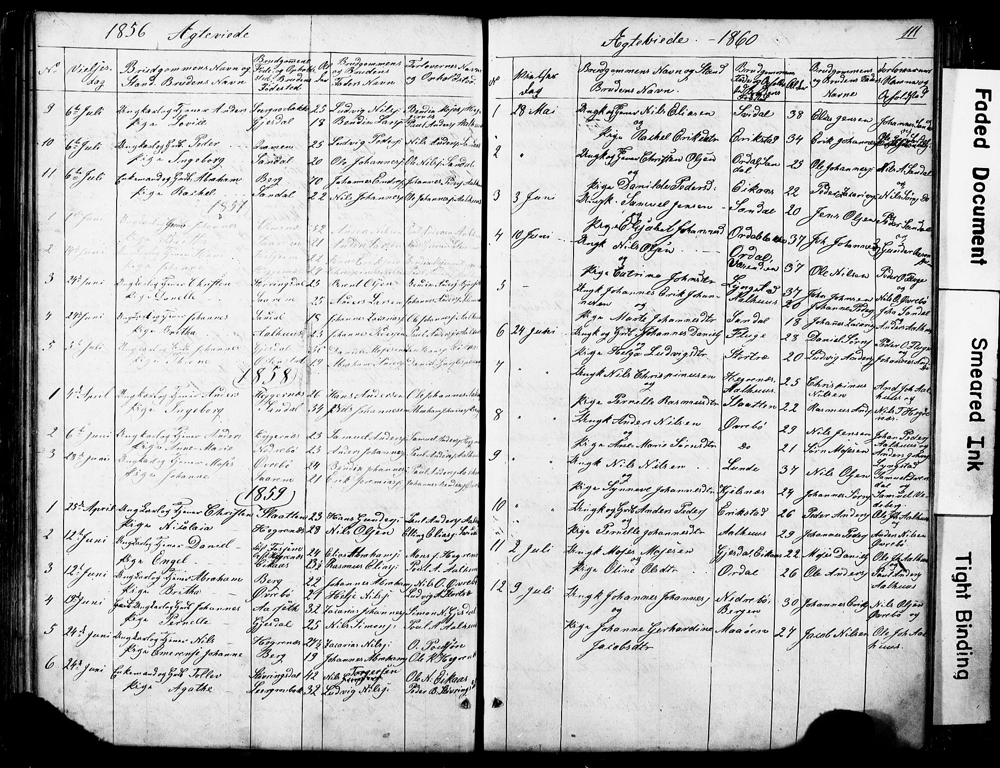 Jølster sokneprestembete, SAB/A-80701/H/Hab/Haba/L0001: Parish register (copy) no. A 1, 1853-1894, p. 111
