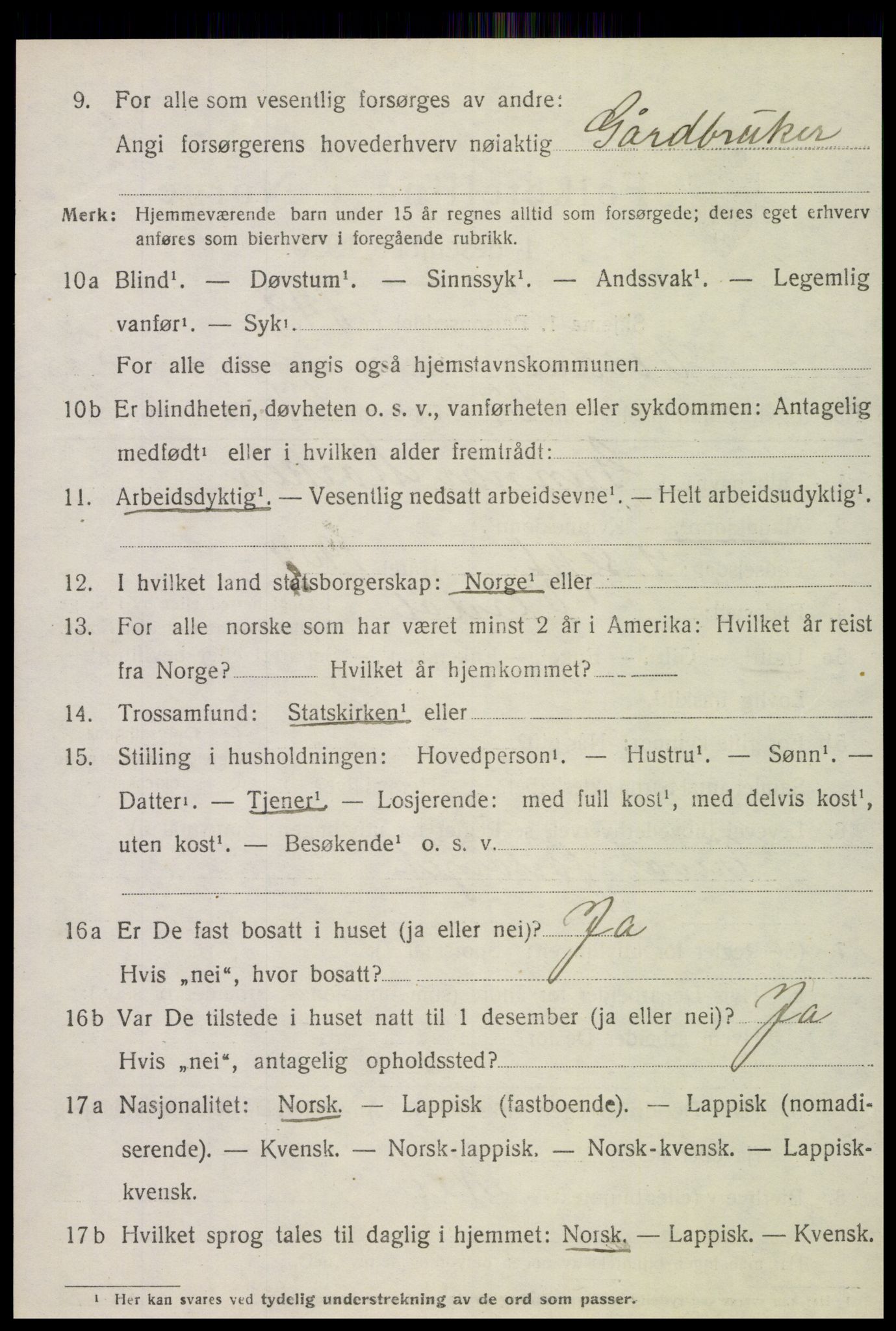 SAT, 1920 census for Verdal, 1920, p. 8866