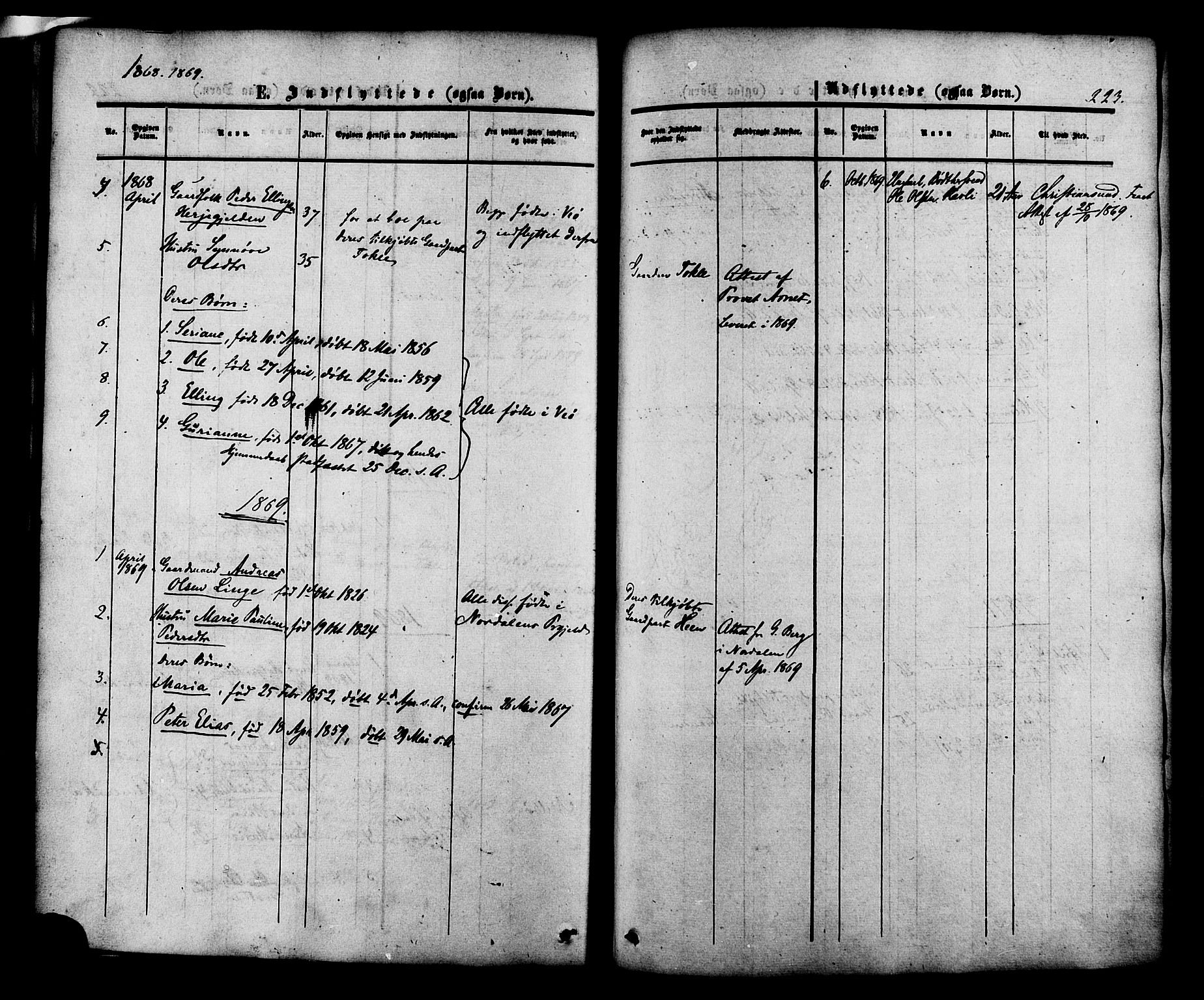 Ministerialprotokoller, klokkerbøker og fødselsregistre - Møre og Romsdal, SAT/A-1454/545/L0586: Parish register (official) no. 545A02, 1854-1877, p. 223
