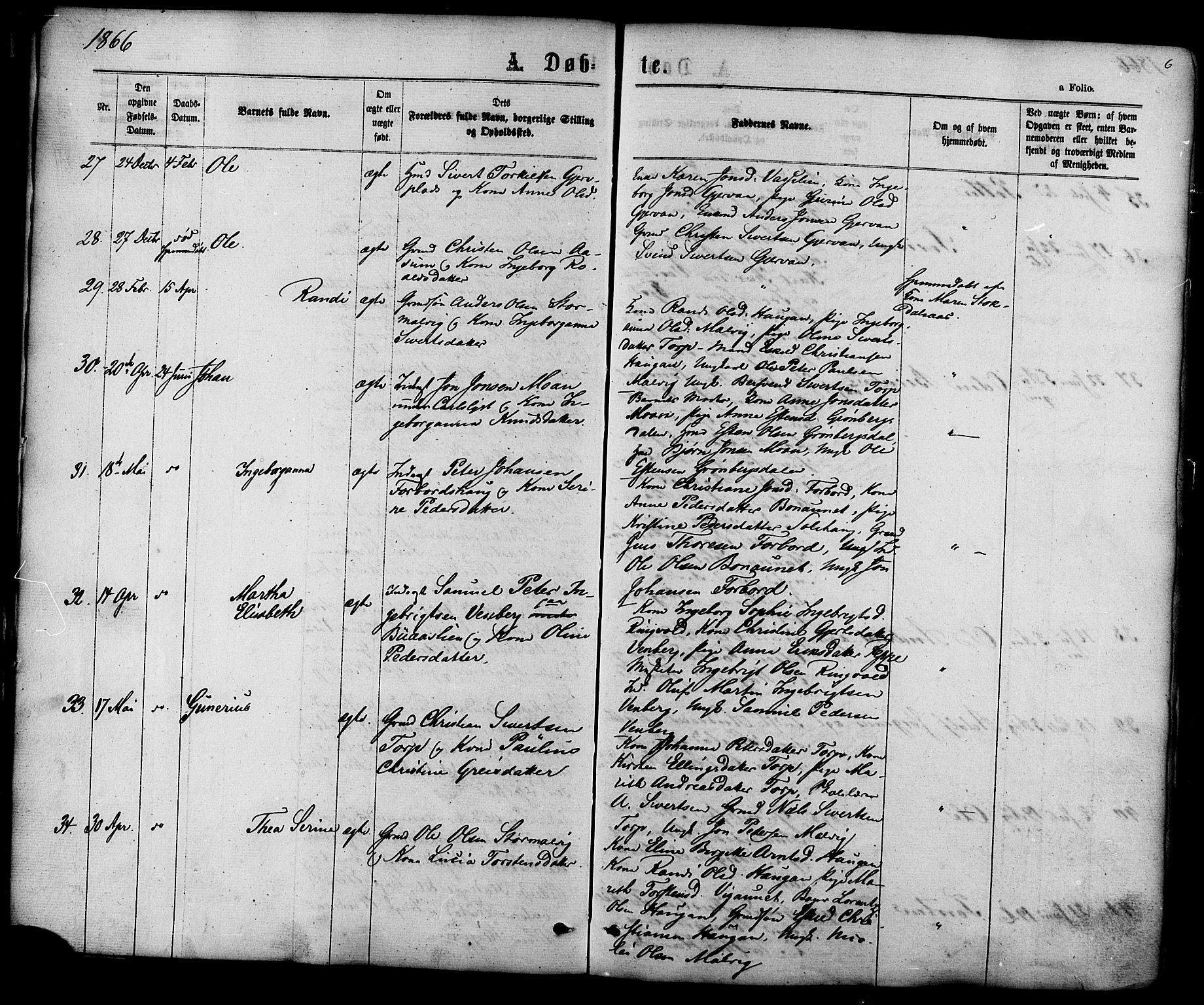 Ministerialprotokoller, klokkerbøker og fødselsregistre - Sør-Trøndelag, SAT/A-1456/616/L0409: Parish register (official) no. 616A06, 1865-1877, p. 6