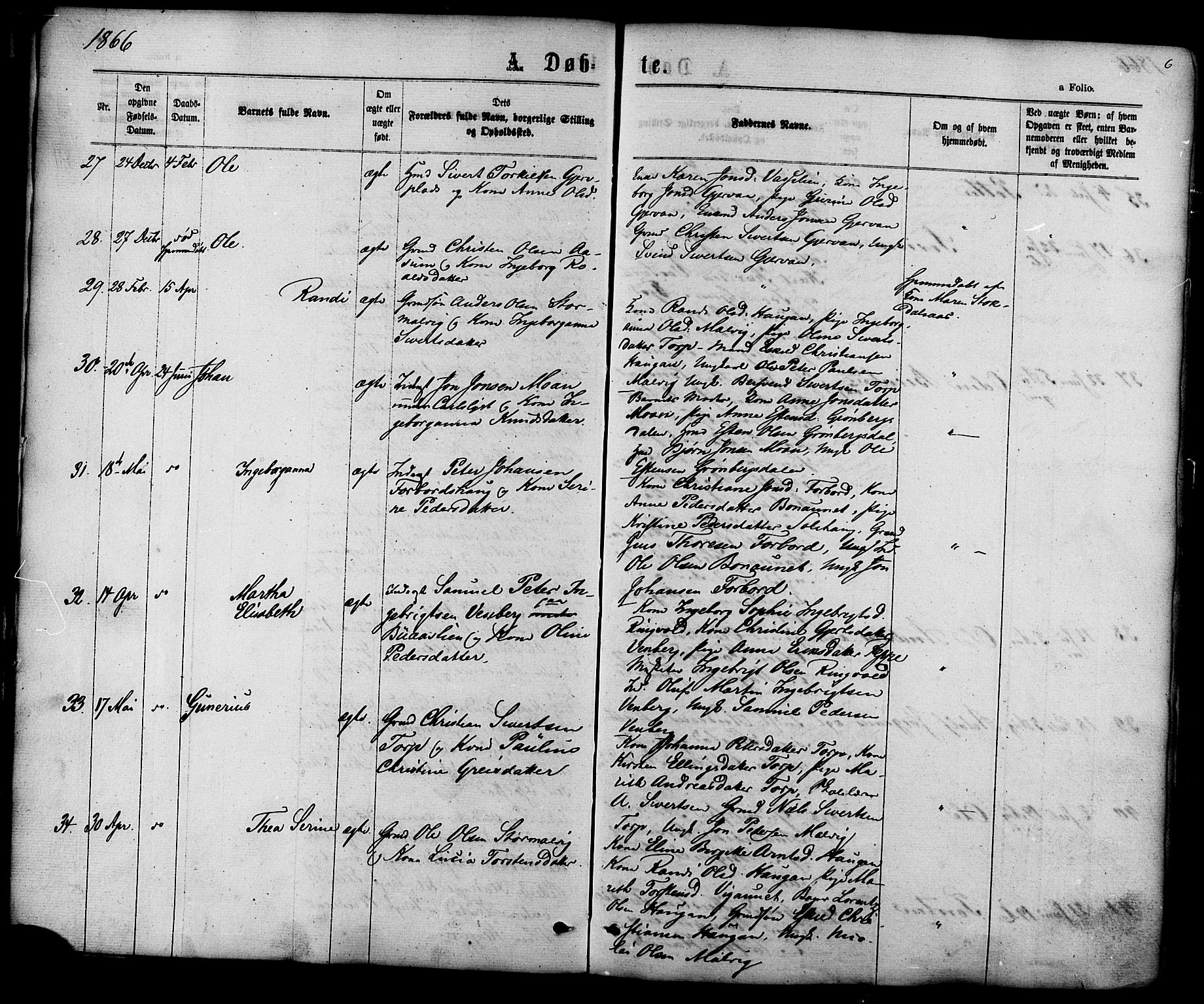 Ministerialprotokoller, klokkerbøker og fødselsregistre - Sør-Trøndelag, AV/SAT-A-1456/616/L0409: Parish register (official) no. 616A06, 1865-1877, p. 6