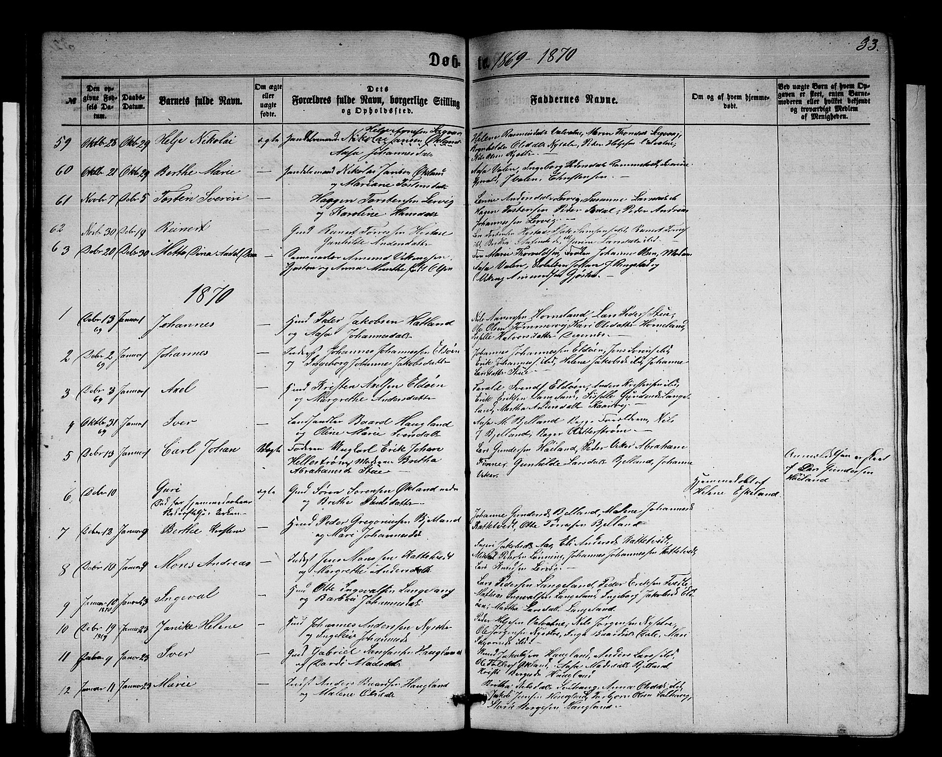 Stord sokneprestembete, SAB/A-78201/H/Hab: Parish register (copy) no. A 1, 1864-1878, p. 33