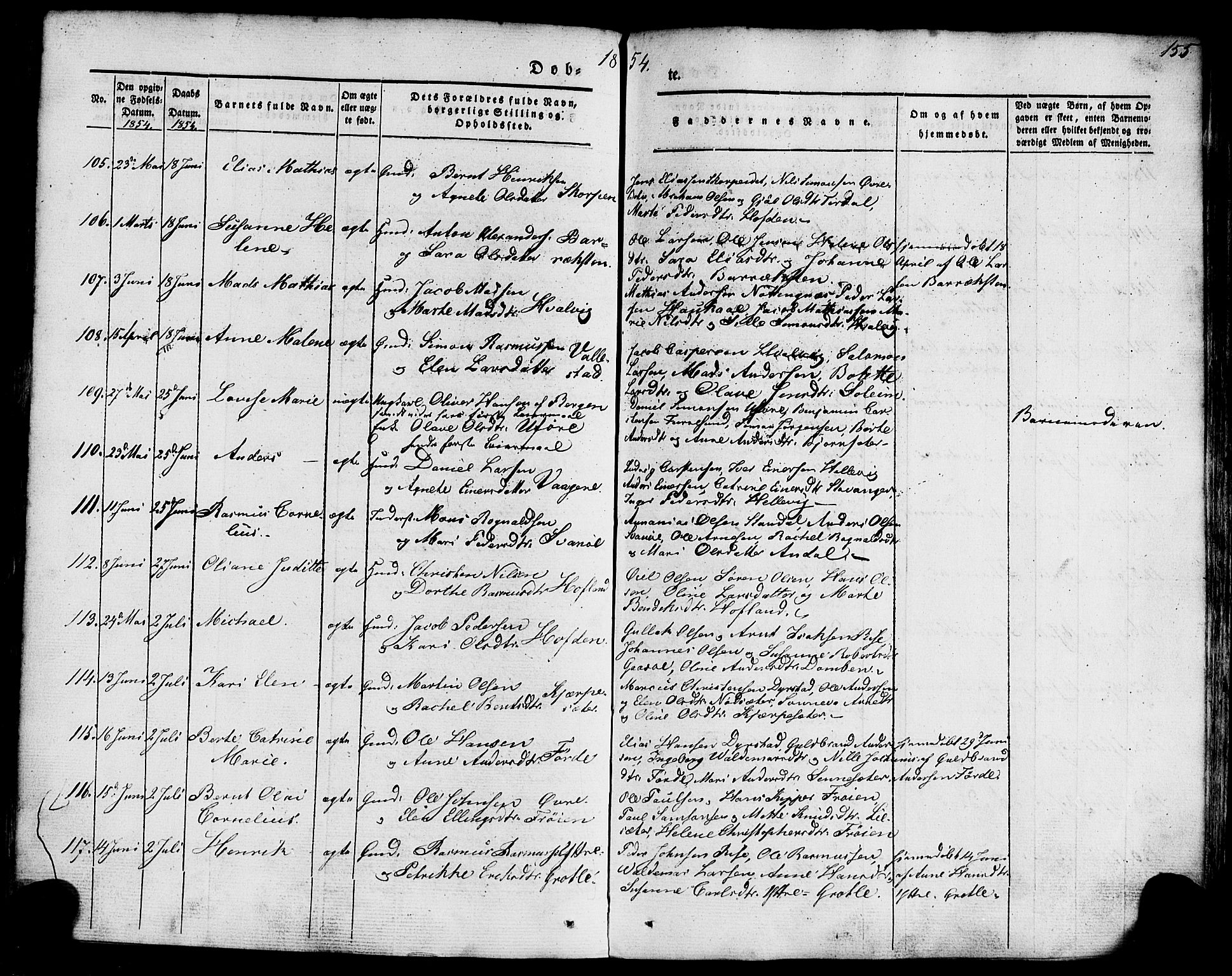 Kinn sokneprestembete, SAB/A-80801/H/Haa/Haaa/L0005: Parish register (official) no. A 5, 1841-1857, p. 155