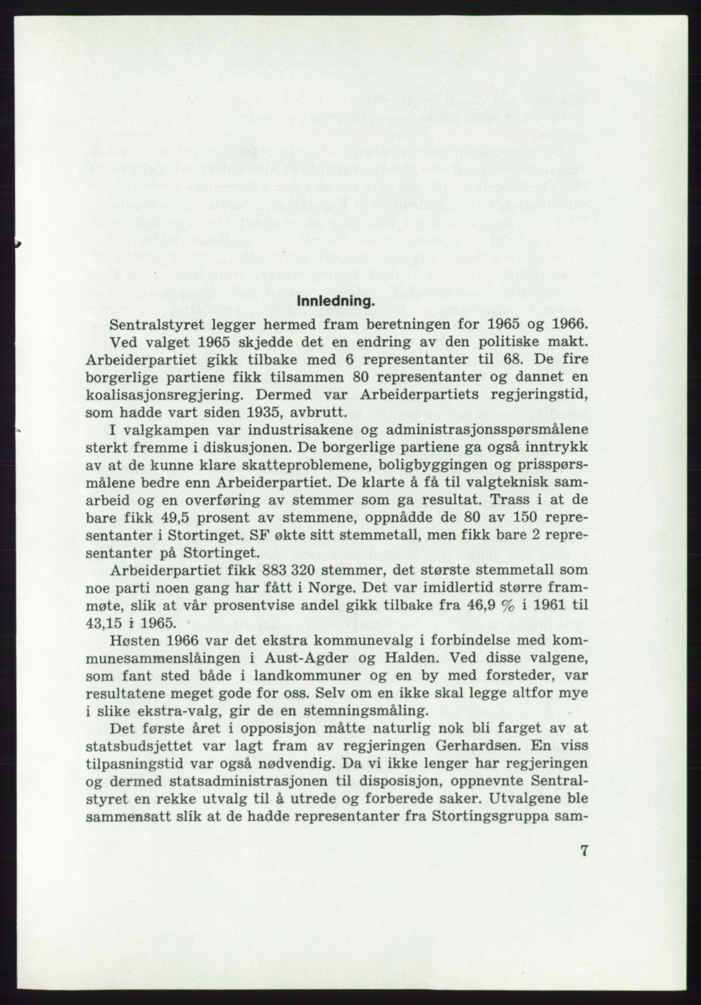 Det norske Arbeiderparti - publikasjoner, AAB/-/-/-: Beretning 1965-1966, 1965-1966, p. 7
