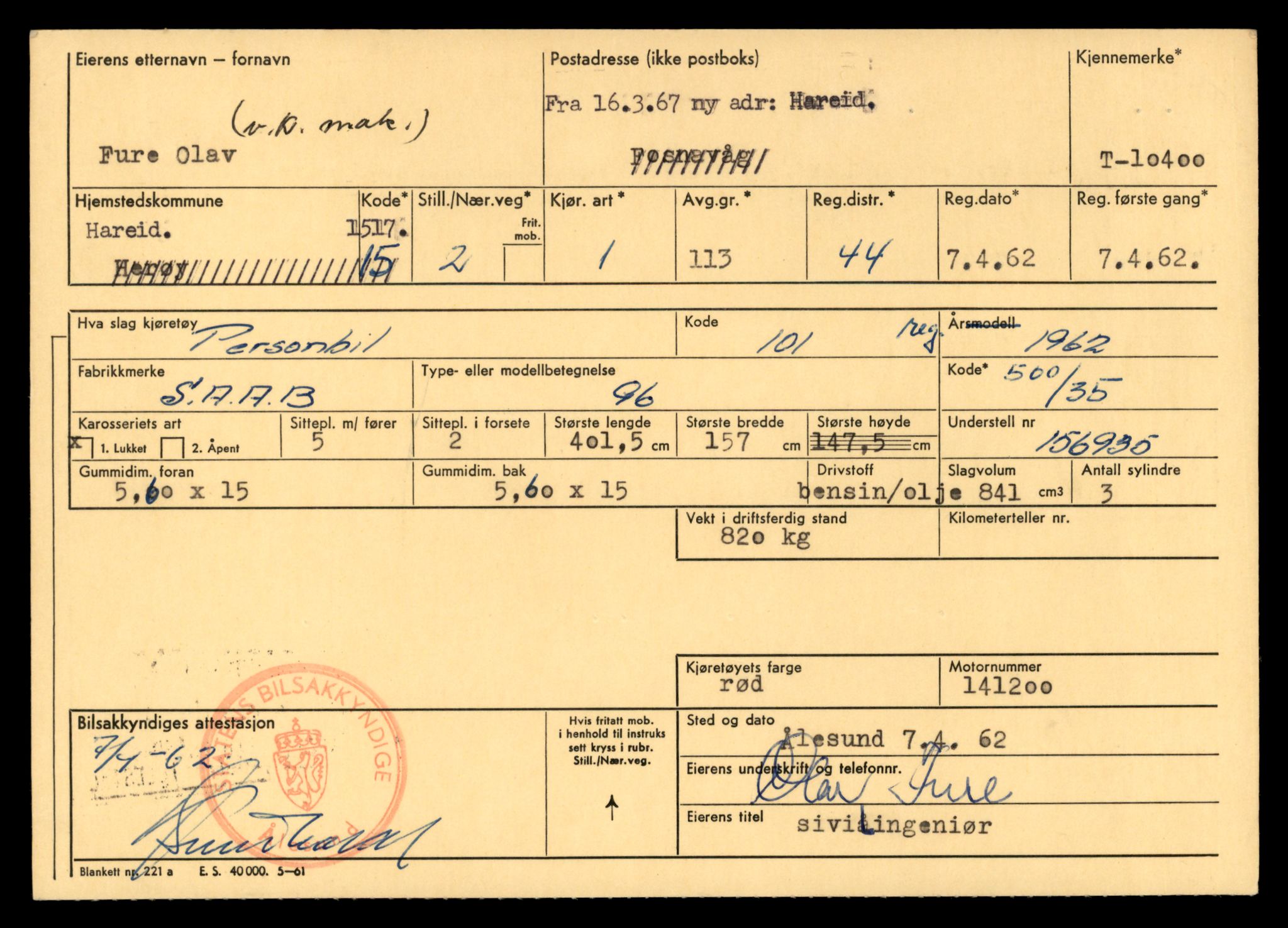 Møre og Romsdal vegkontor - Ålesund trafikkstasjon, AV/SAT-A-4099/F/Fe/L0020: Registreringskort for kjøretøy T 10351 - T 10470, 1927-1998, p. 1283