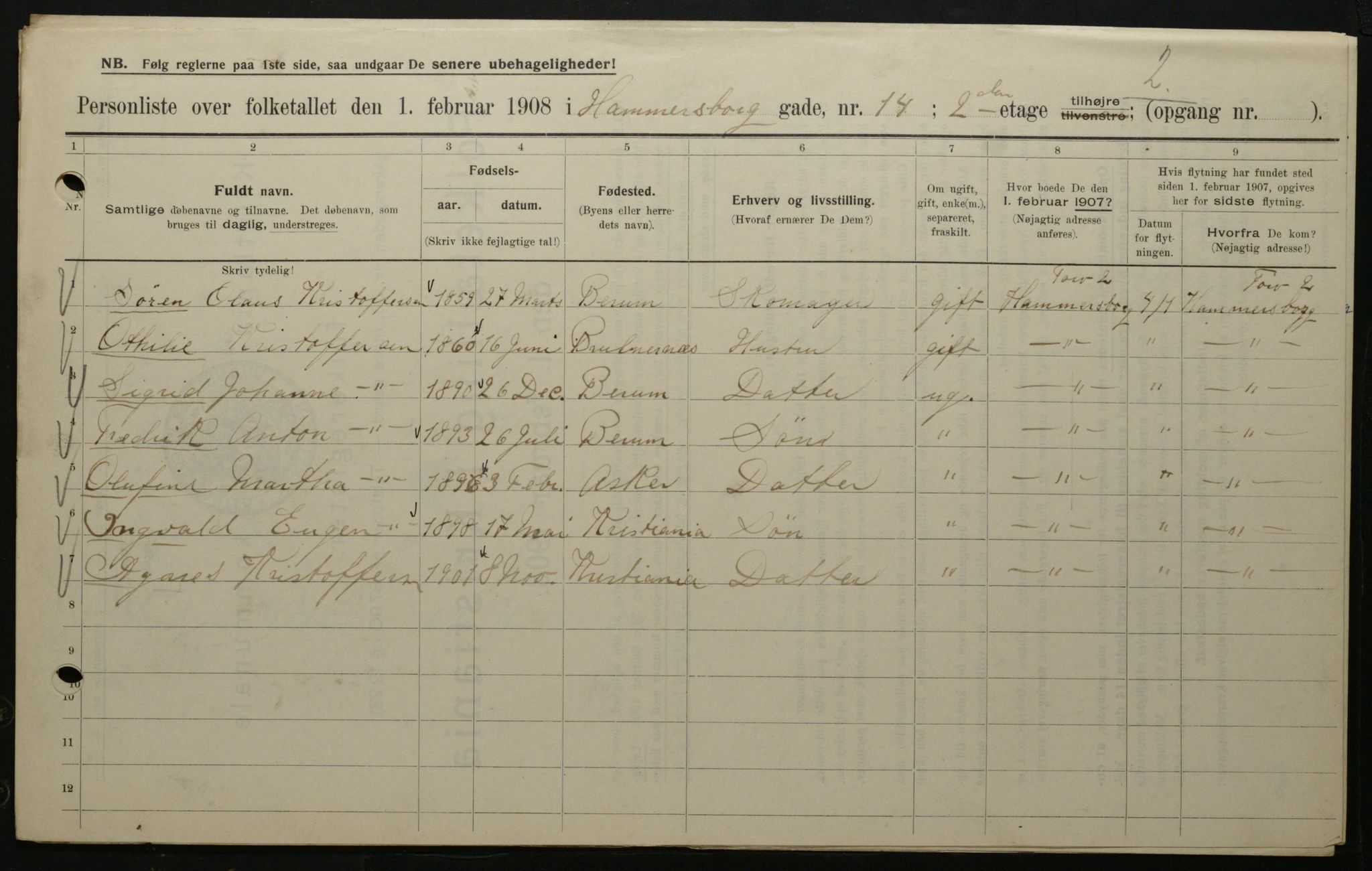 OBA, Municipal Census 1908 for Kristiania, 1908, p. 62226