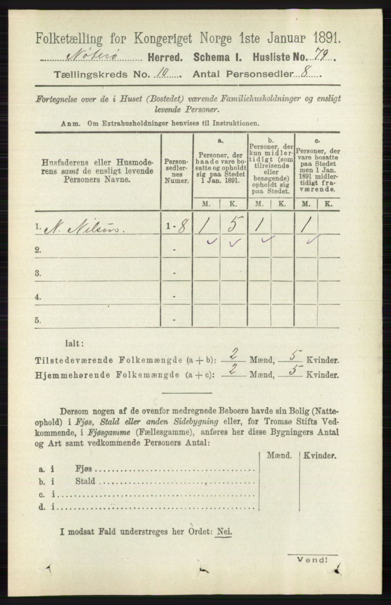 RA, 1891 census for 0722 Nøtterøy, 1891, p. 5188