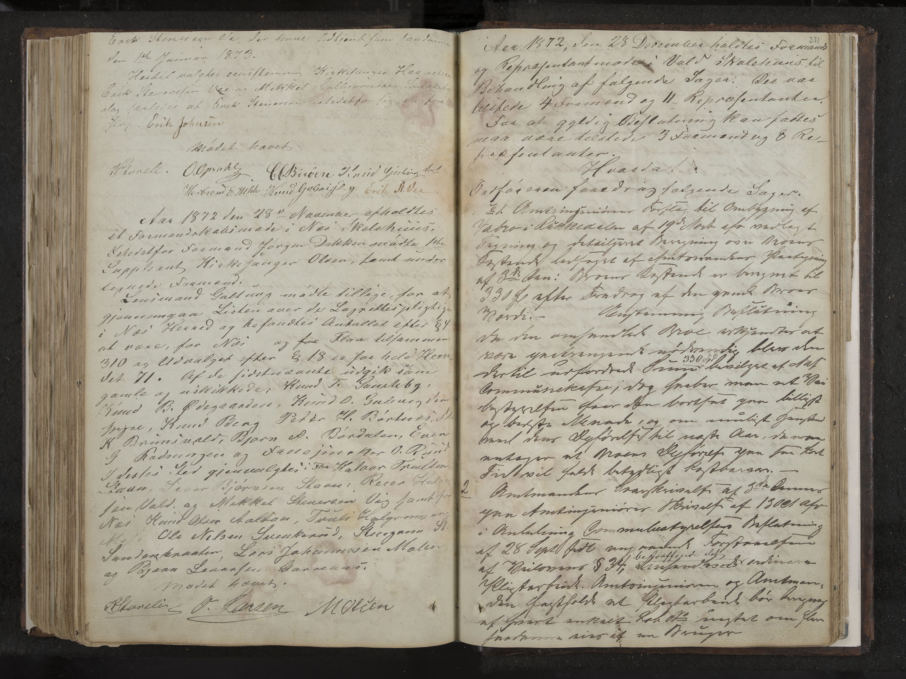 Nes formannskap og sentraladministrasjon, IKAK/0616021-1/A/Aa/L0001: Møtebok med register, 1838-1875, p. 231